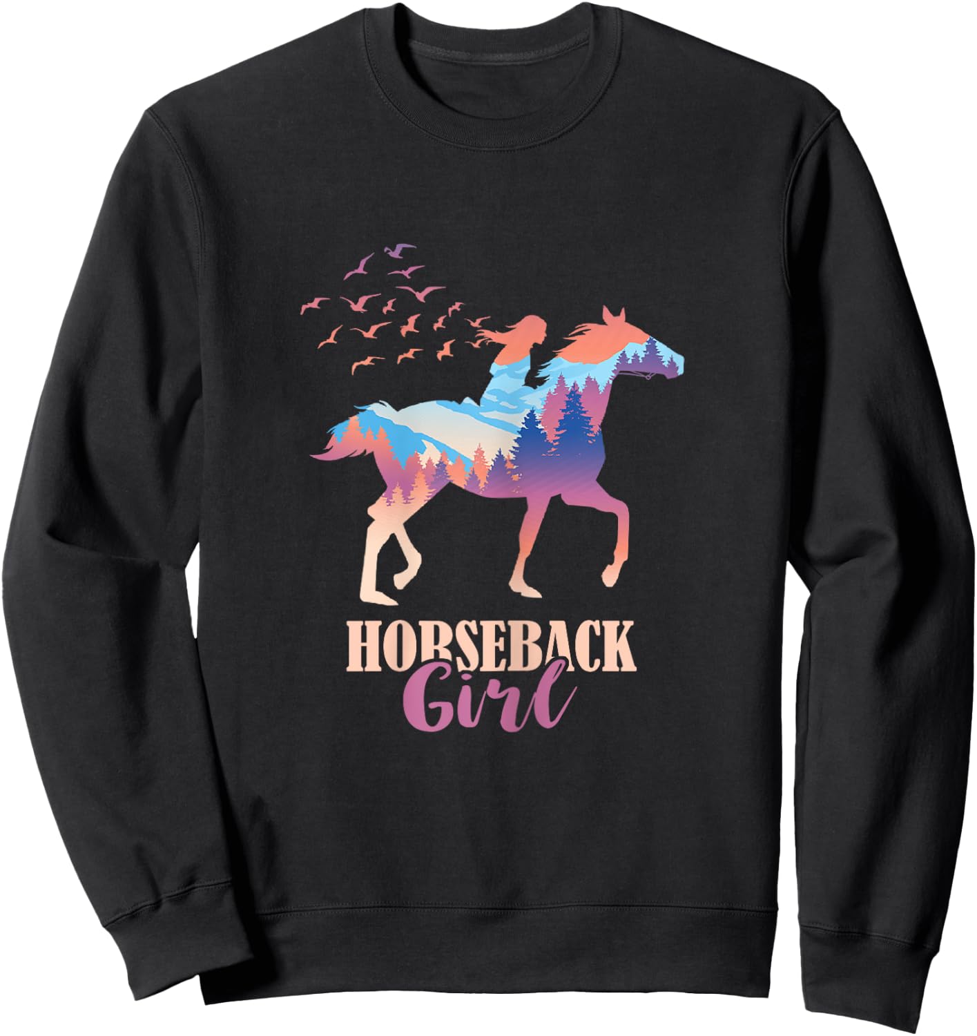 Horseback Girl Horseback Riding Horse Racing Horse Lover Sweatshirt - Sweatshirt | Black