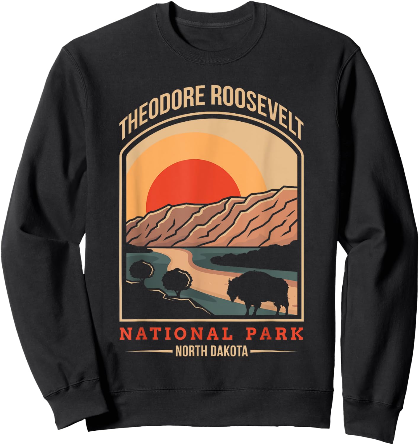 Theodore Roosevelt North Dakota US National Park Vintage Sweatshirt - Sweatshirt | Black