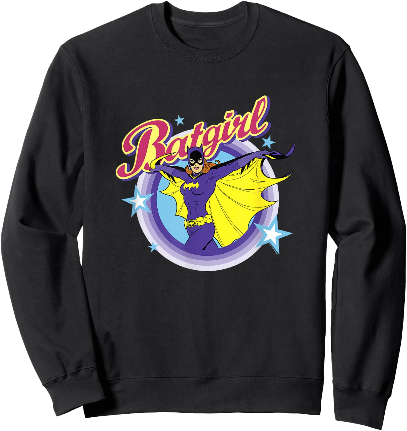 Batman Batgirl Epic Colorful 70's Style Big Chest Portrait Sweatshirt - Sweatshirt | Black