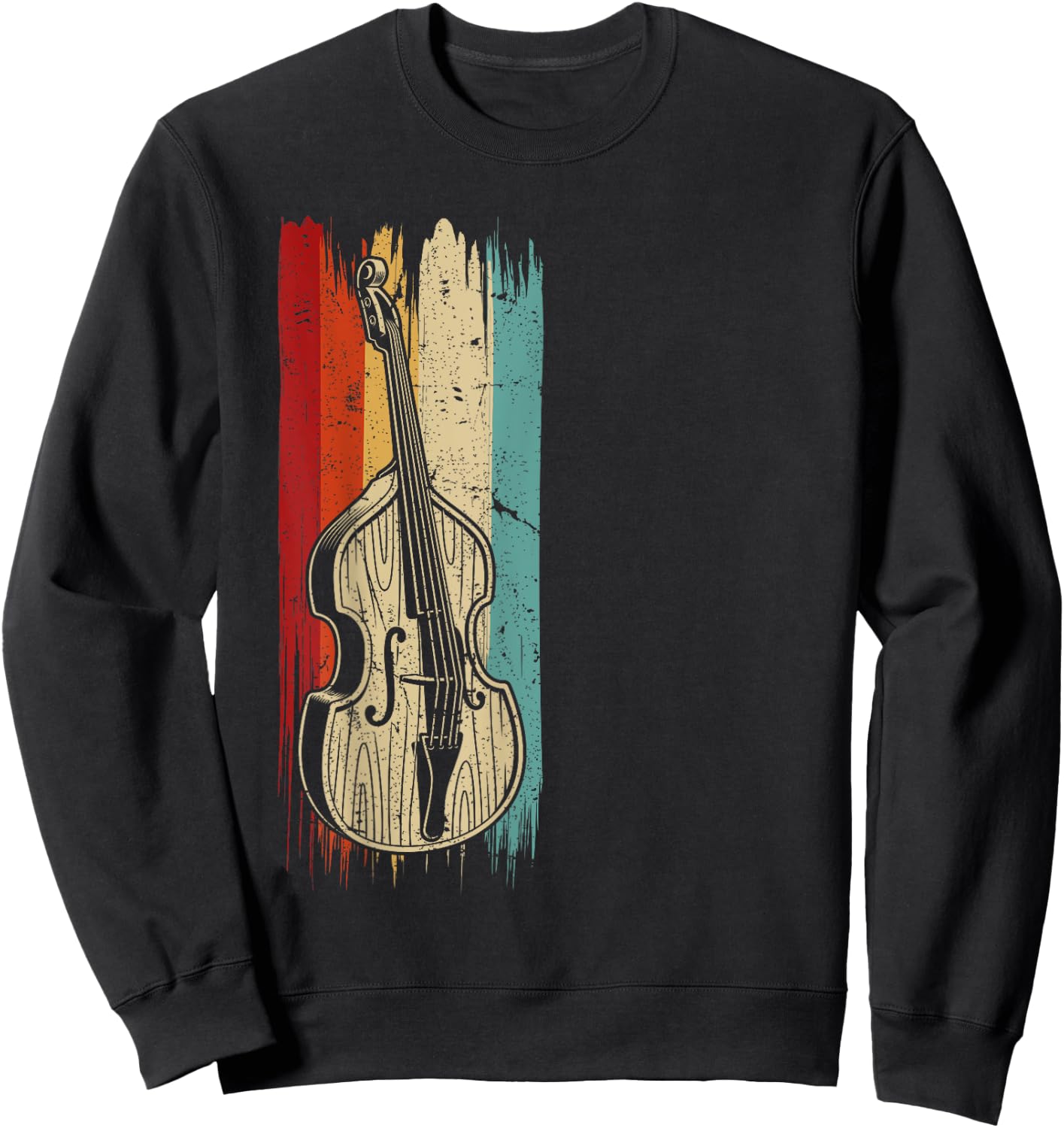 Stand Up Bass Gifts & String Bass Player Stuff Upright Bass Graphic, Retro Double Bass Fiddle Sweatshirt - Sweatshirt | Black