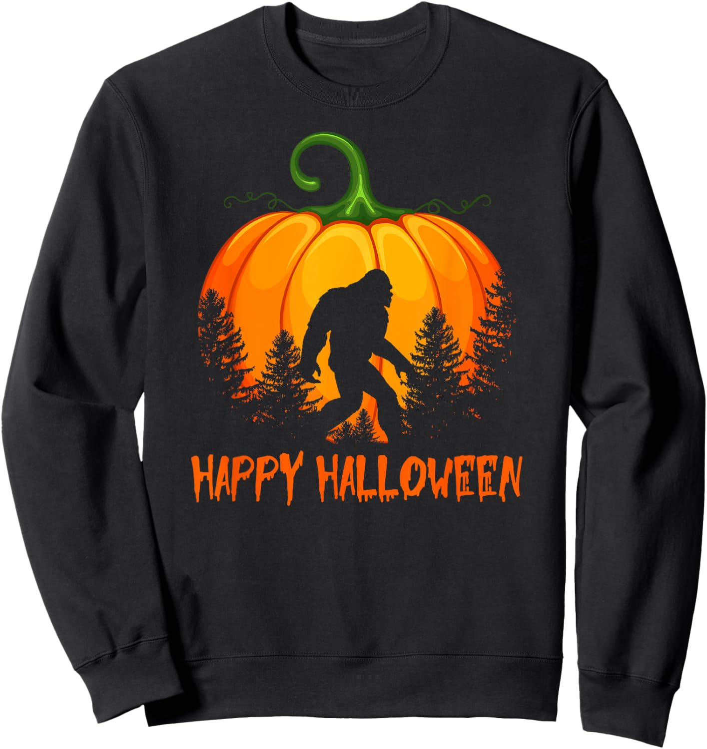 Vintage Bigfoot Pumpkin Halloween Sweatshirt - Sweatshirt | Black