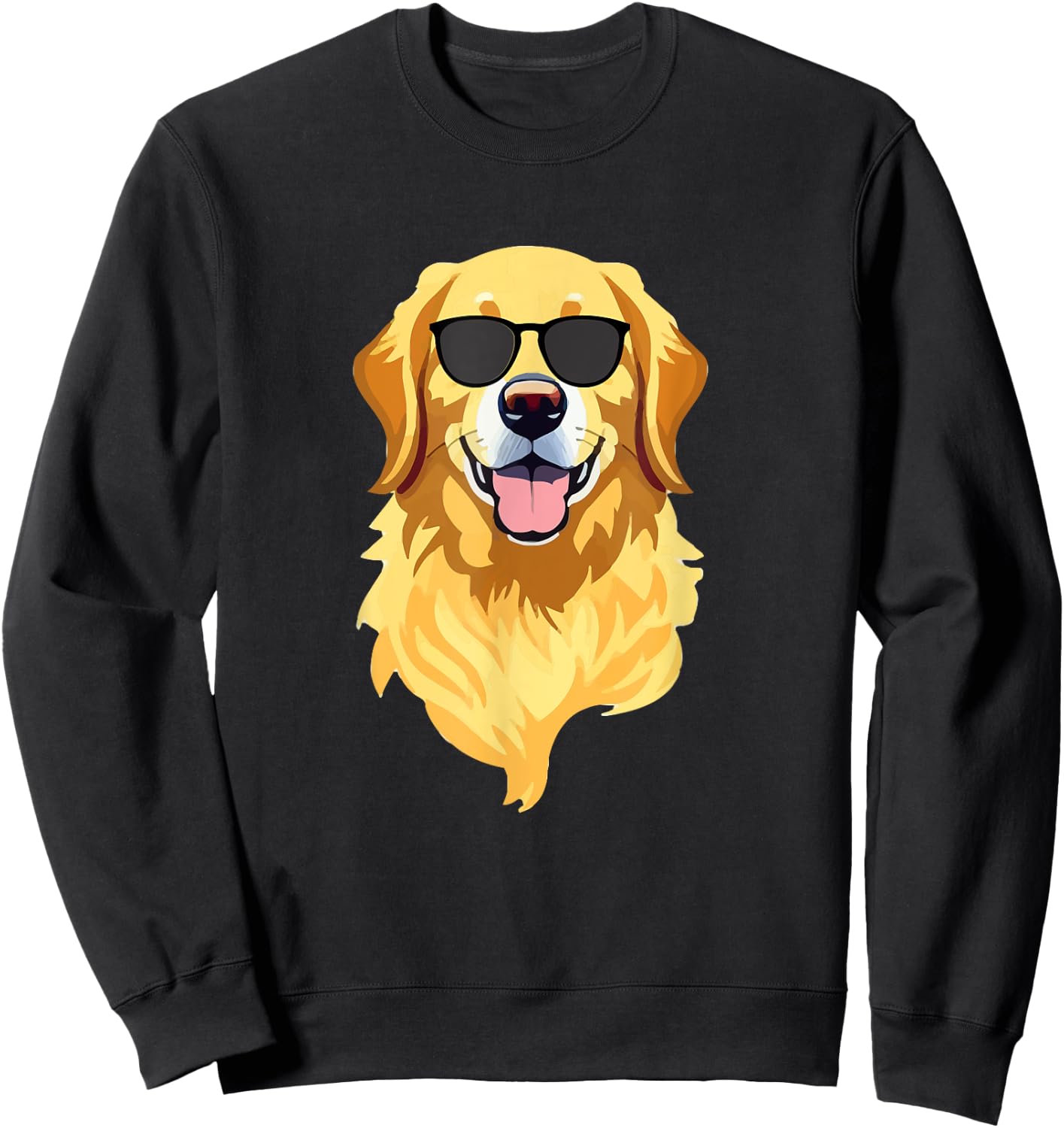 Funny Golden Retriever Wearing Sunglasses Cute Dog Lover Sweatshirt - Sweatshirt | Black
