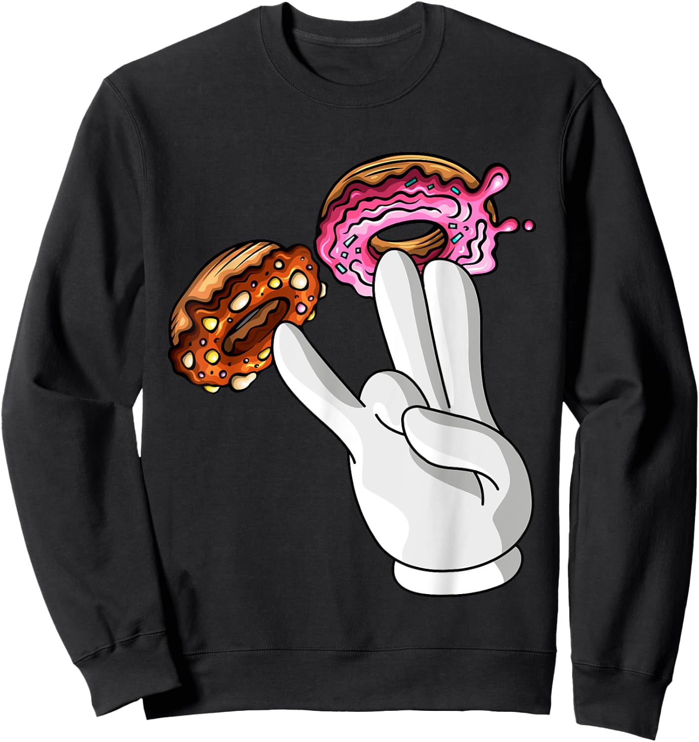 Funny Donut Lover Two In Pink Funny Shocker Men Women Sweatshirt - Sweatshirt | Black