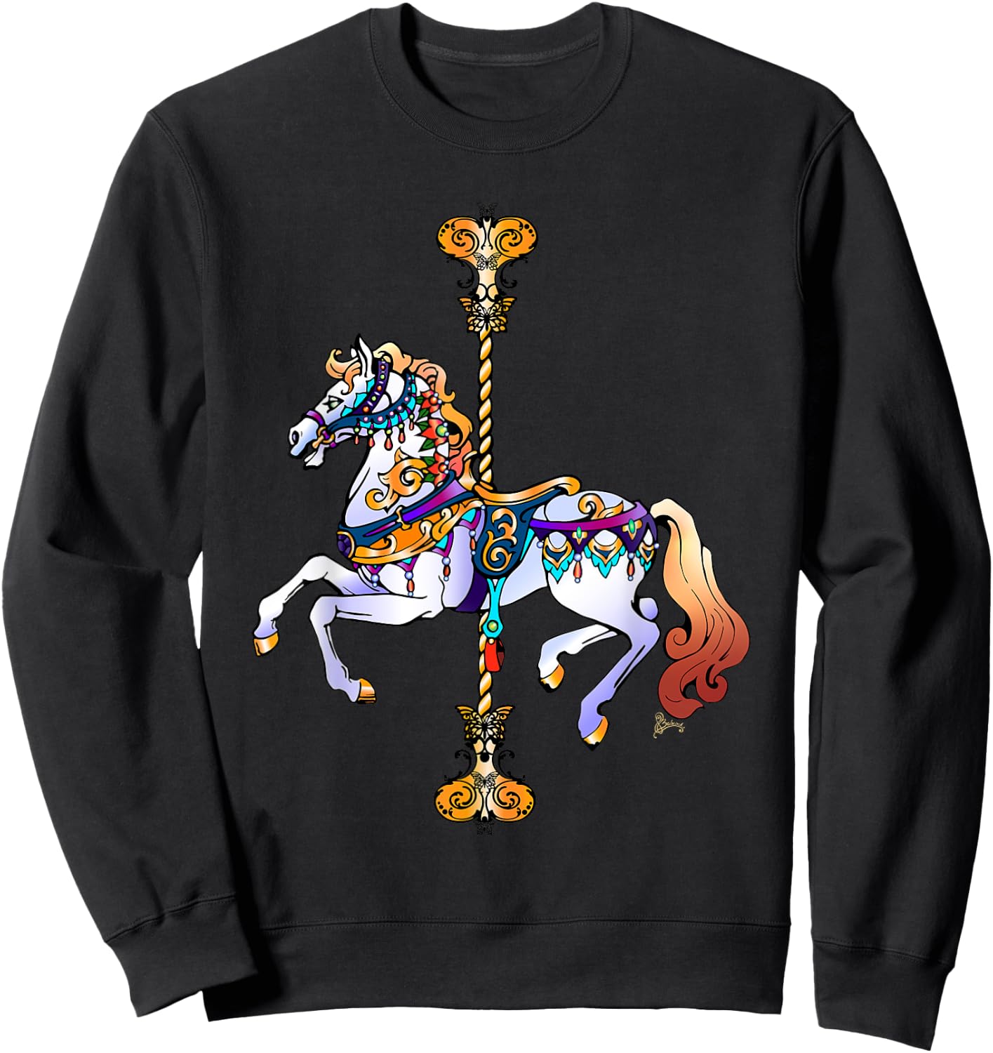Carnival Carousel Horse Design Sweatshirt - Sweatshirt | Black