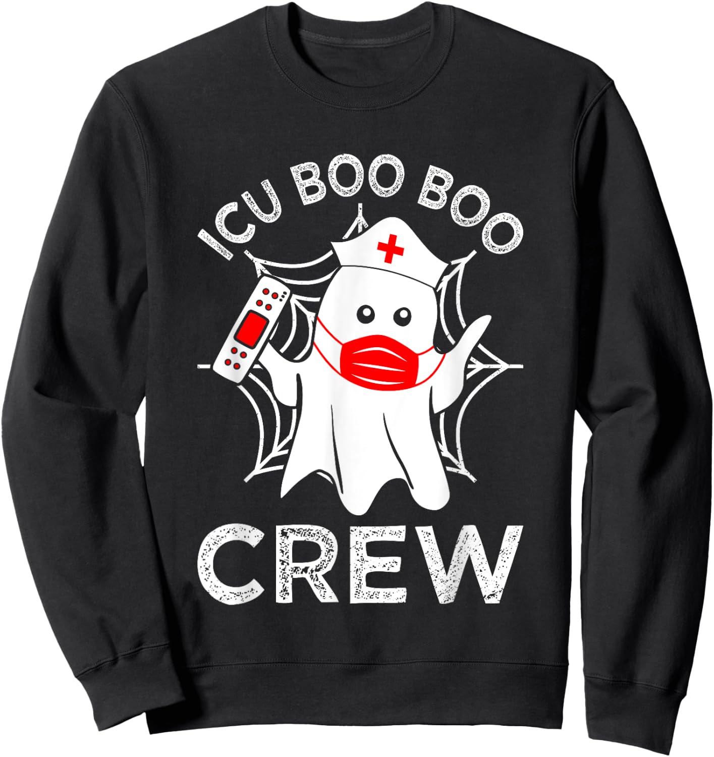 ICU Boo Boo Crew Intensive Care Unit Nurse Halloween Ghost Sweatshirt - Sweatshirt | Black