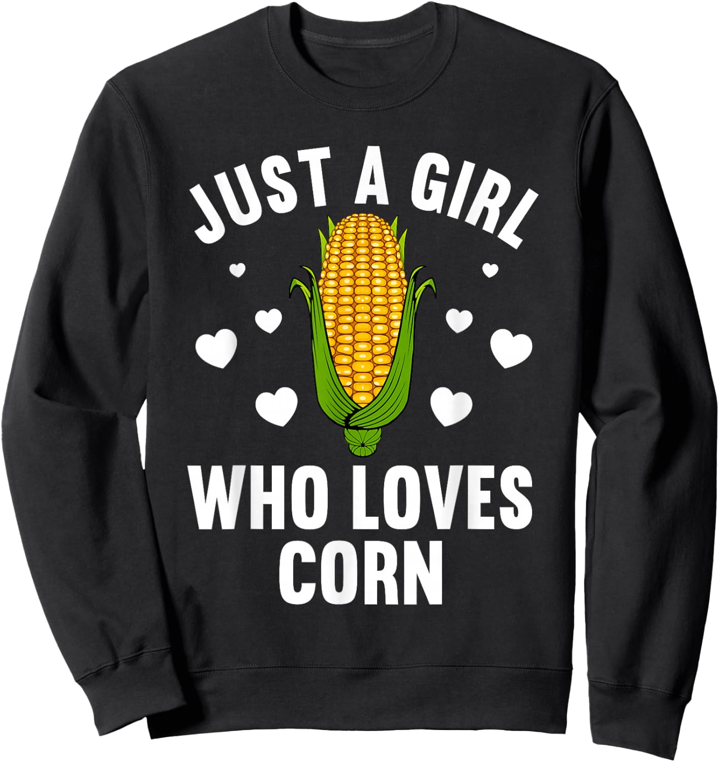 Cute Corn Art Girls Kids Kernel Corn Cob Lovers Sweatshirt - Sweatshirt | Black