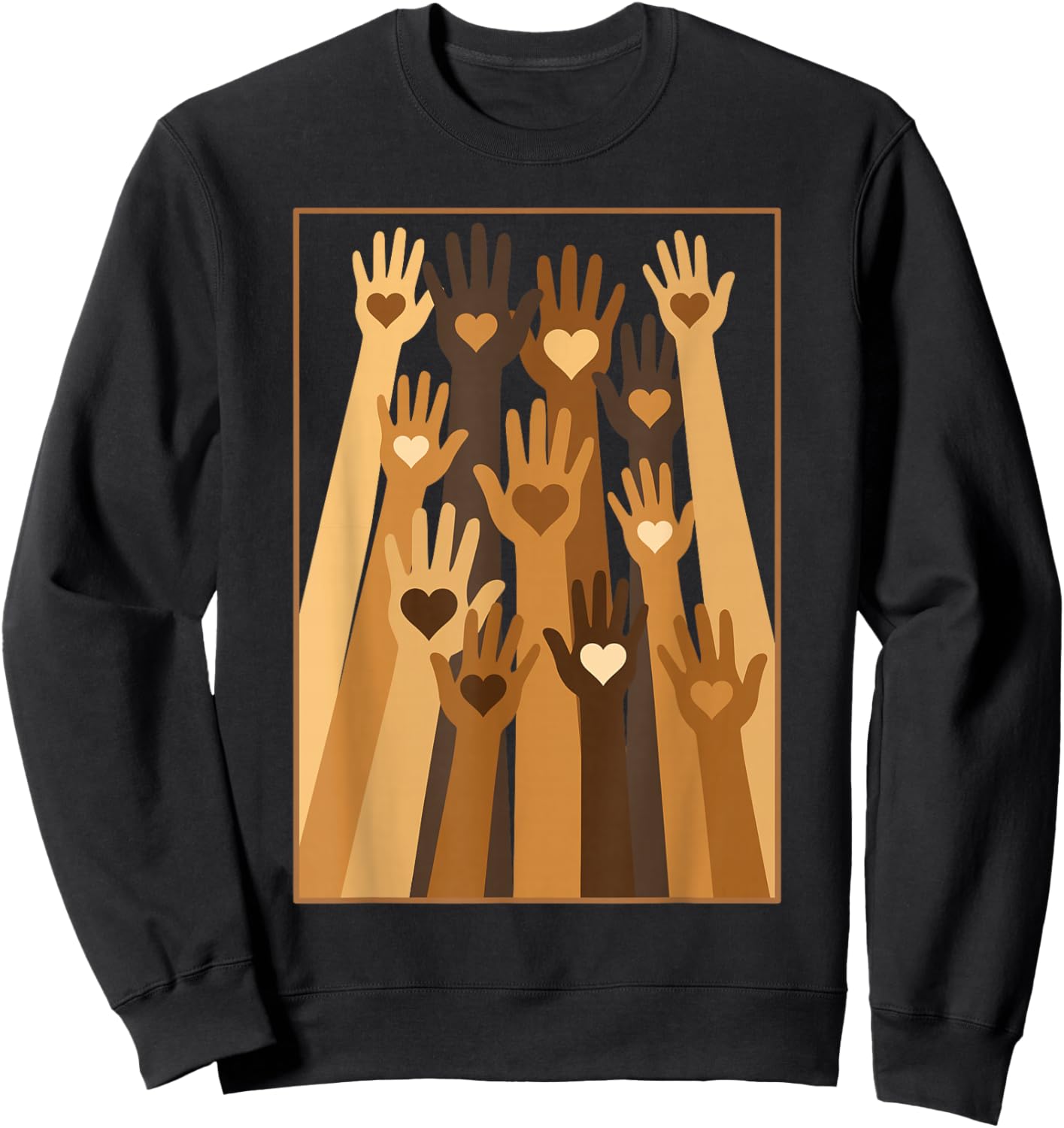 Melanin Hand Hearts Black History Month BLM African American Sweatshirt - Sweatshirt | Black