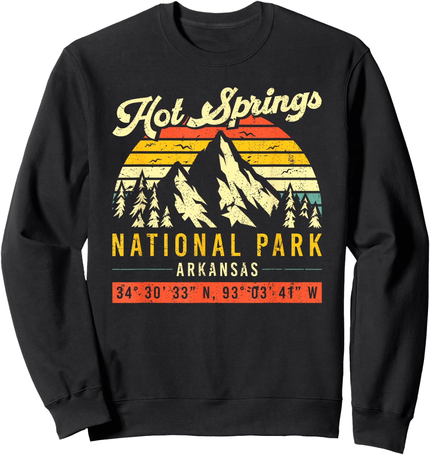 Hot Springs Vintage Retro Arkansas National Park Sweatshirt - Sweatshirt | Black