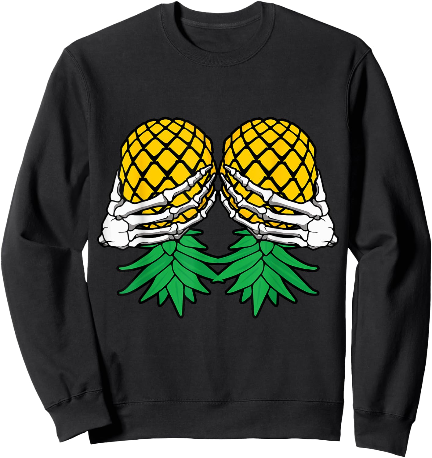 Halloween Boob Upside Down Pineapple Swinger Skeleton Hand Sweatshirt - Sweatshirt | Black