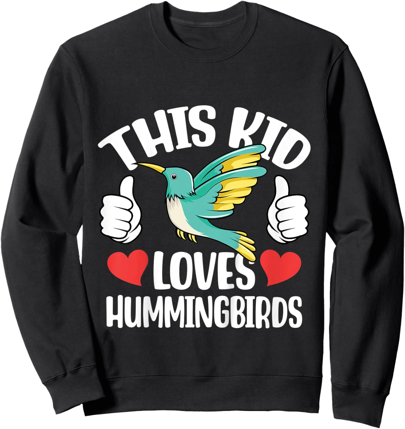 Kids This Kid Loves Hummingbird Lover Toddlers Boys Girls Graphic Sweatshirt - Sweatshirt | Black