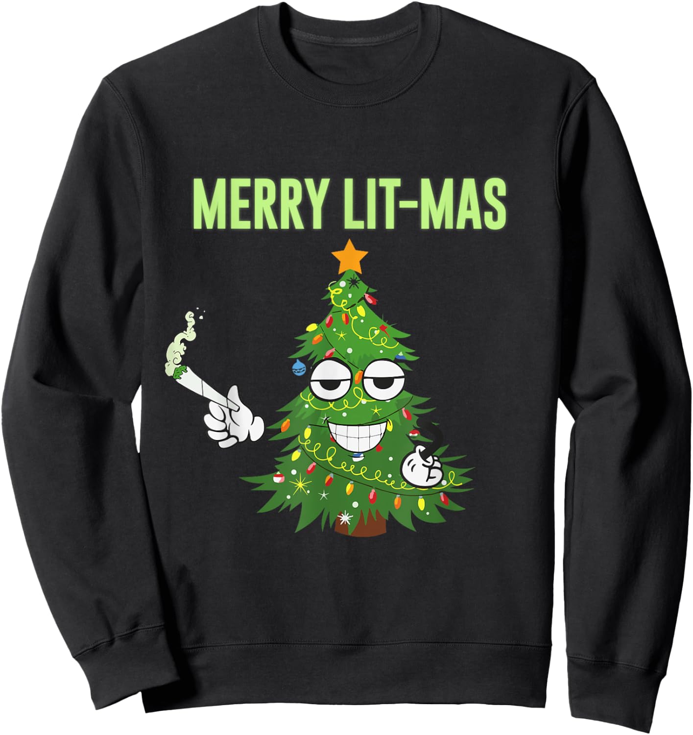Merry Lit-Mas Christmas Trees Lights Funny Couples Matching Sweatshirt - Sweatshirt | Black