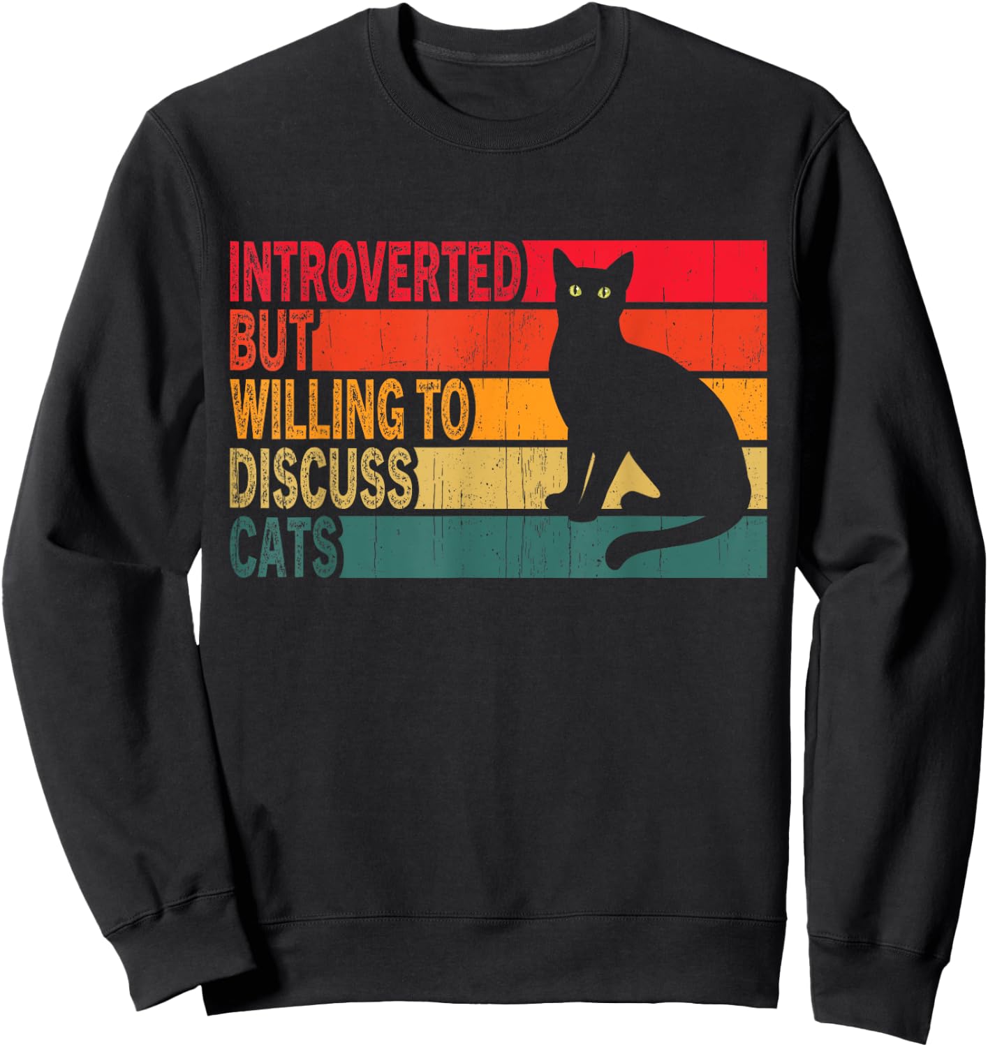 Introverted But Willing To Discuss Cats Vintage Cat Lover Women Sweatshirt - Sweatshirt | Black