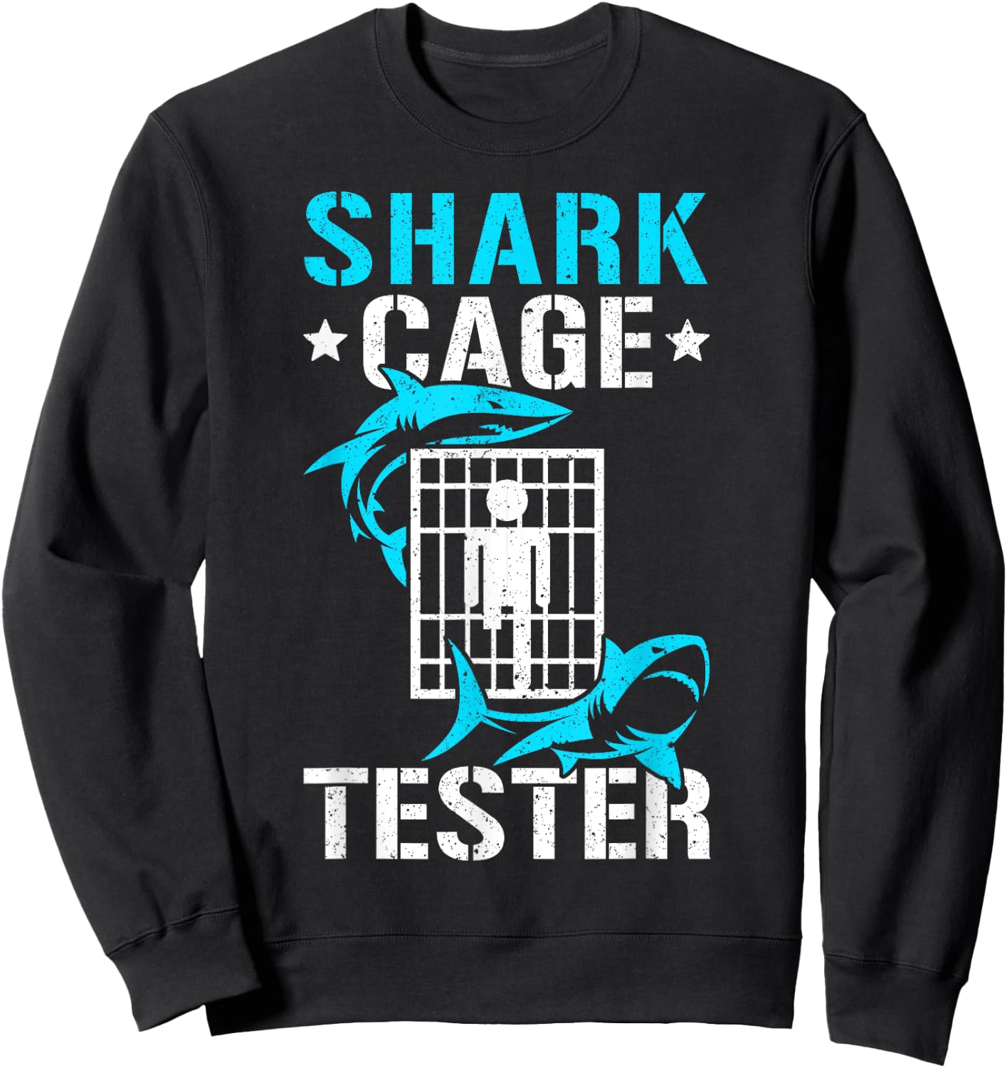 Leg Prosthetic Amputation Vintage Shark Cage Tester Sweatshirt - Sweatshirt | Black