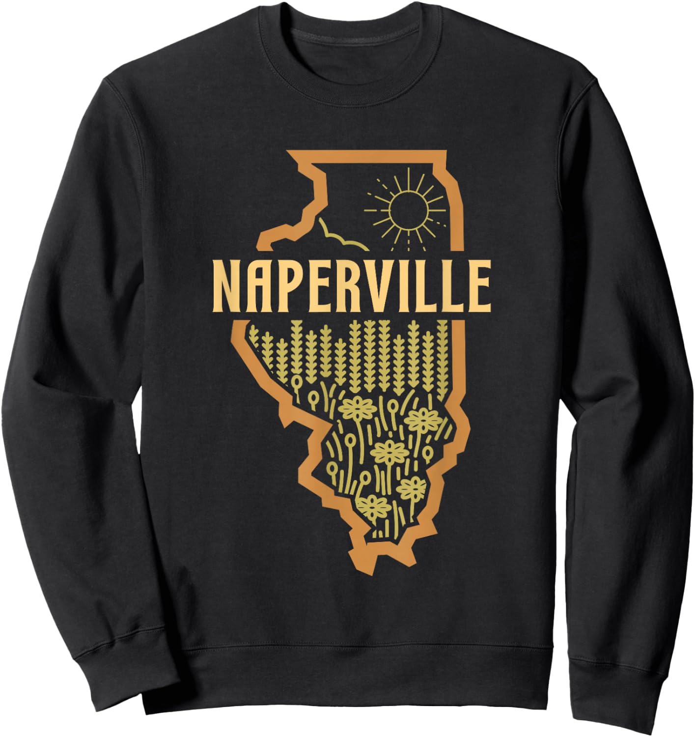 Naperville Illinois (IL) Prairie Landscape Graphic Sweatshirt - Sweatshirt | Black