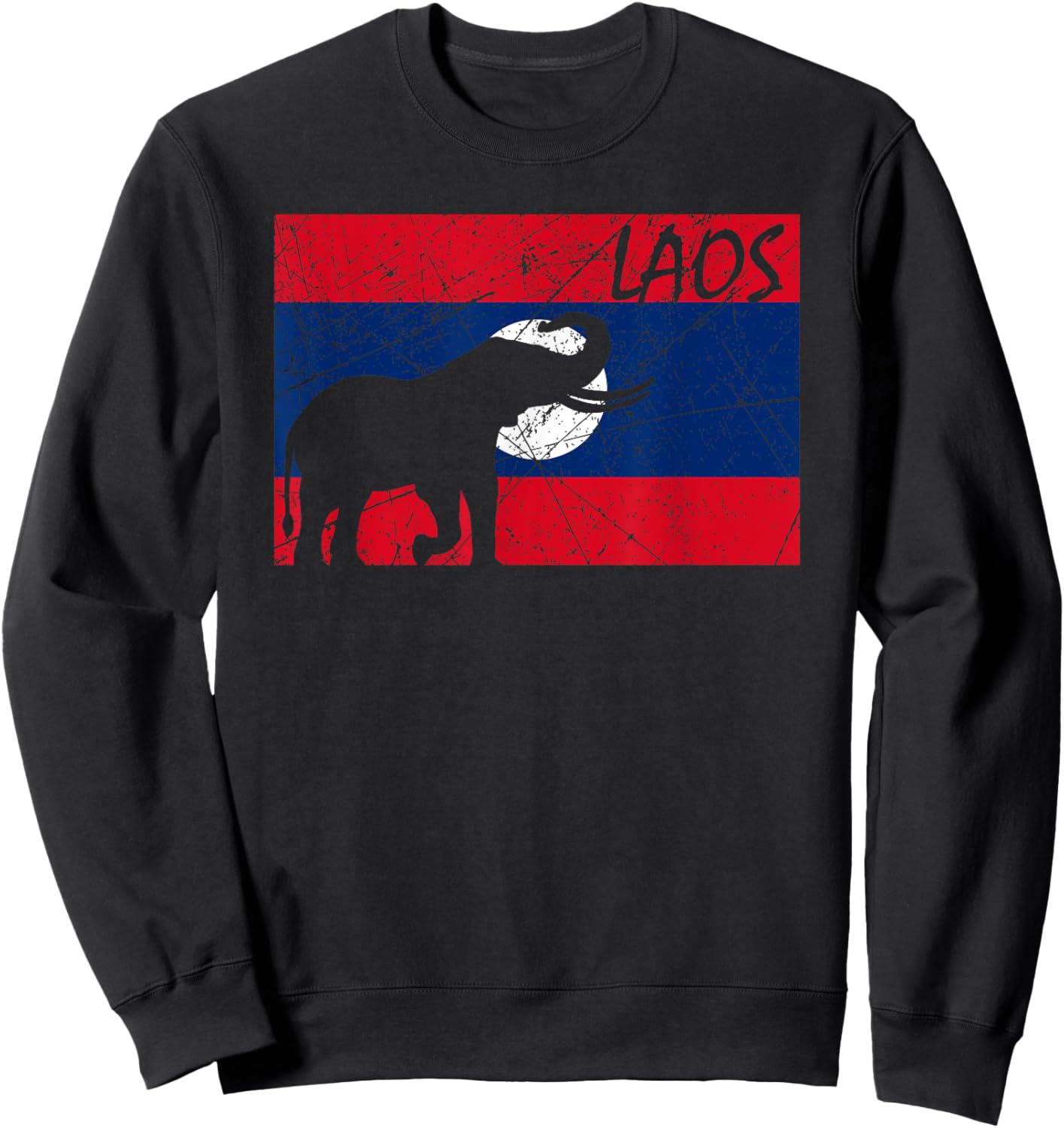 Laos Lao Laotian Proud Wild Elephants Former National Flag Sweatshirt - Sweatshirt | Black