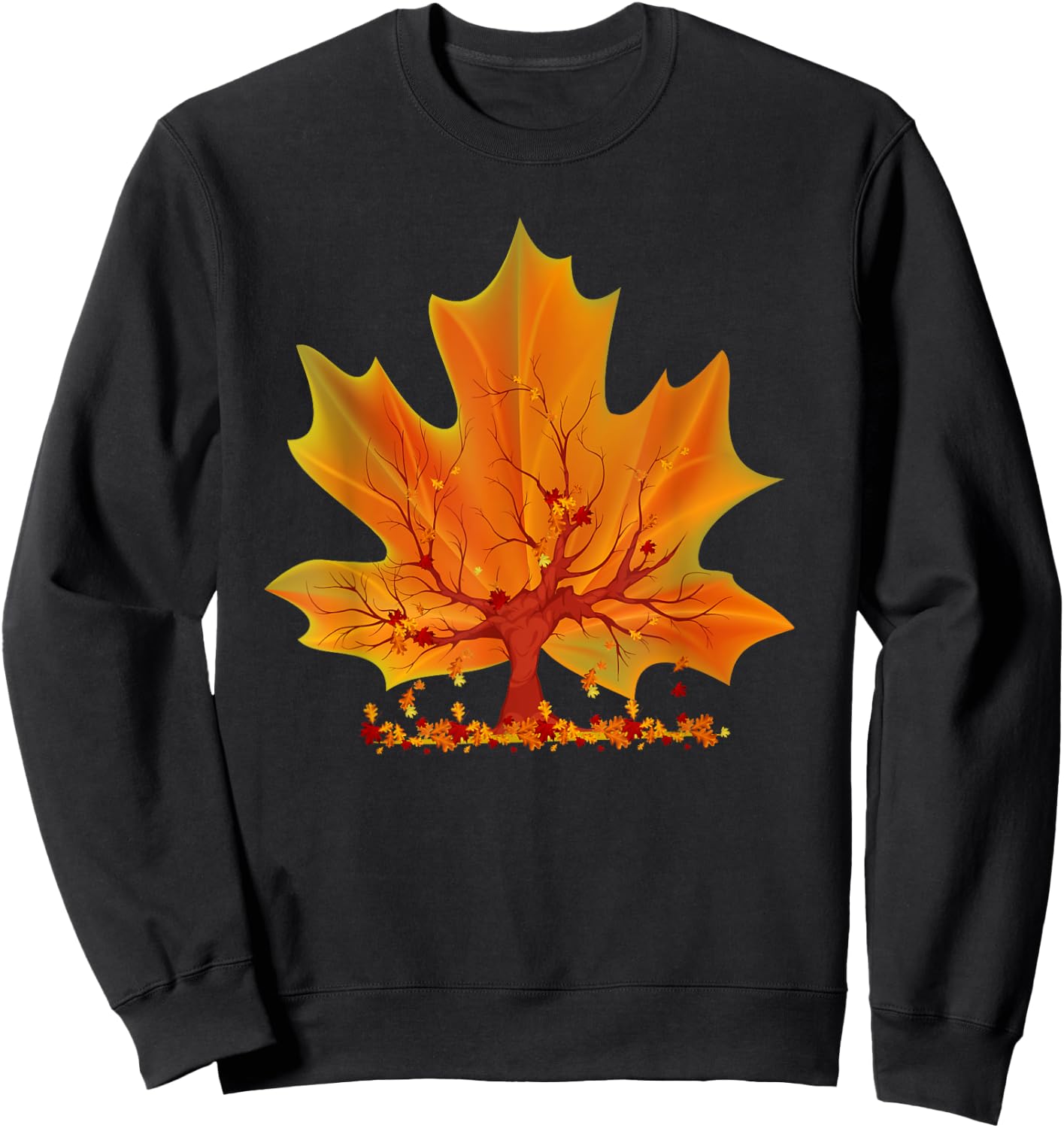 Maple Leaf Autumn Tree Orange Fall Leaves Season Canadian Sweatshirt - Sweatshirt | Black