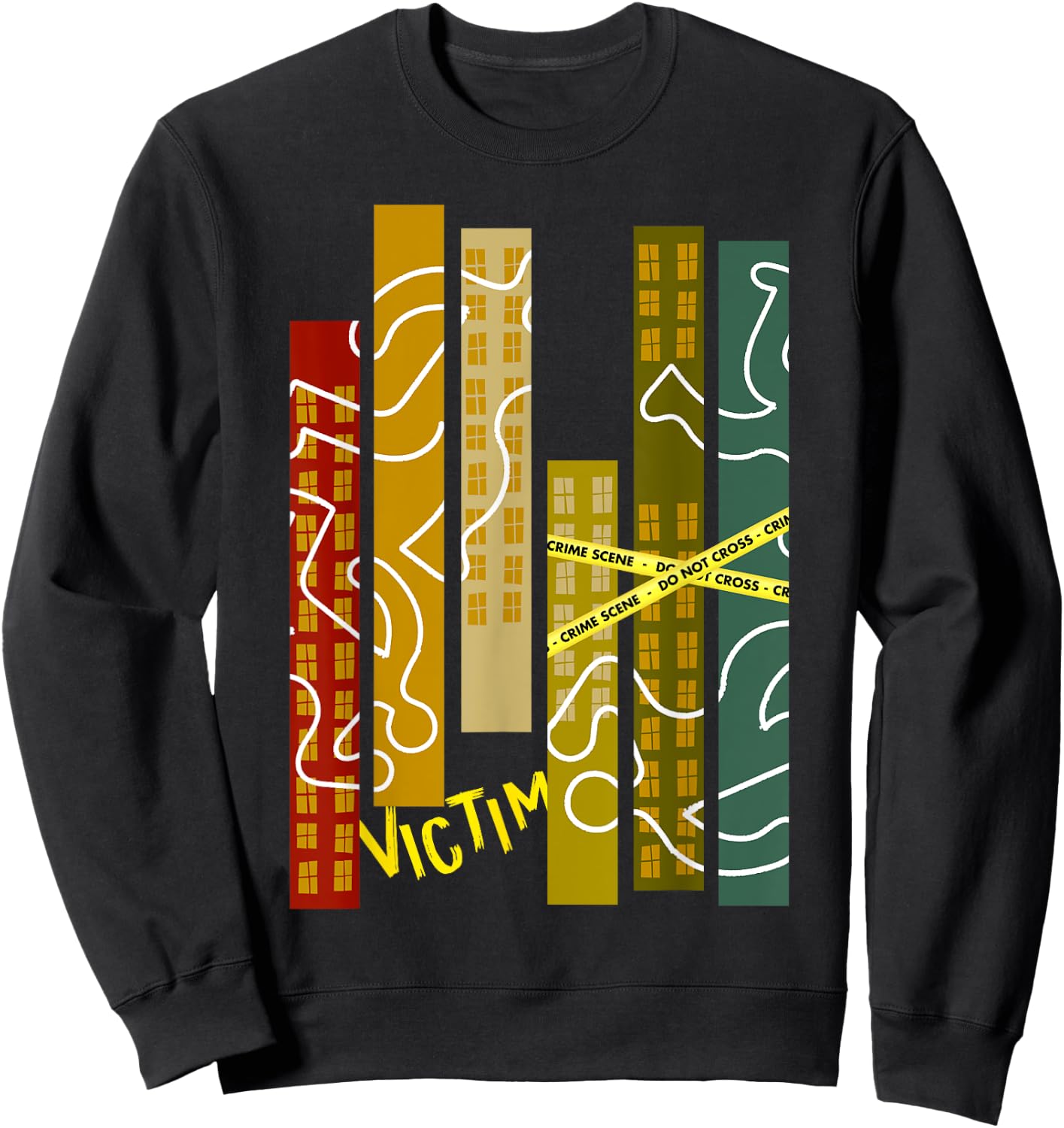 Crime Scene Victim Murder Mystery Dinner Chalk Outline Sweatshirt - Sweatshirt | Black