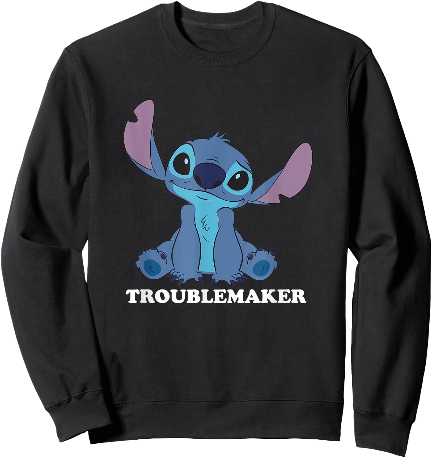 Disney Lilo & Stitch Troublemaker Cute Stitch Big Portrait Sweatshirt - Sweatshirt | Black