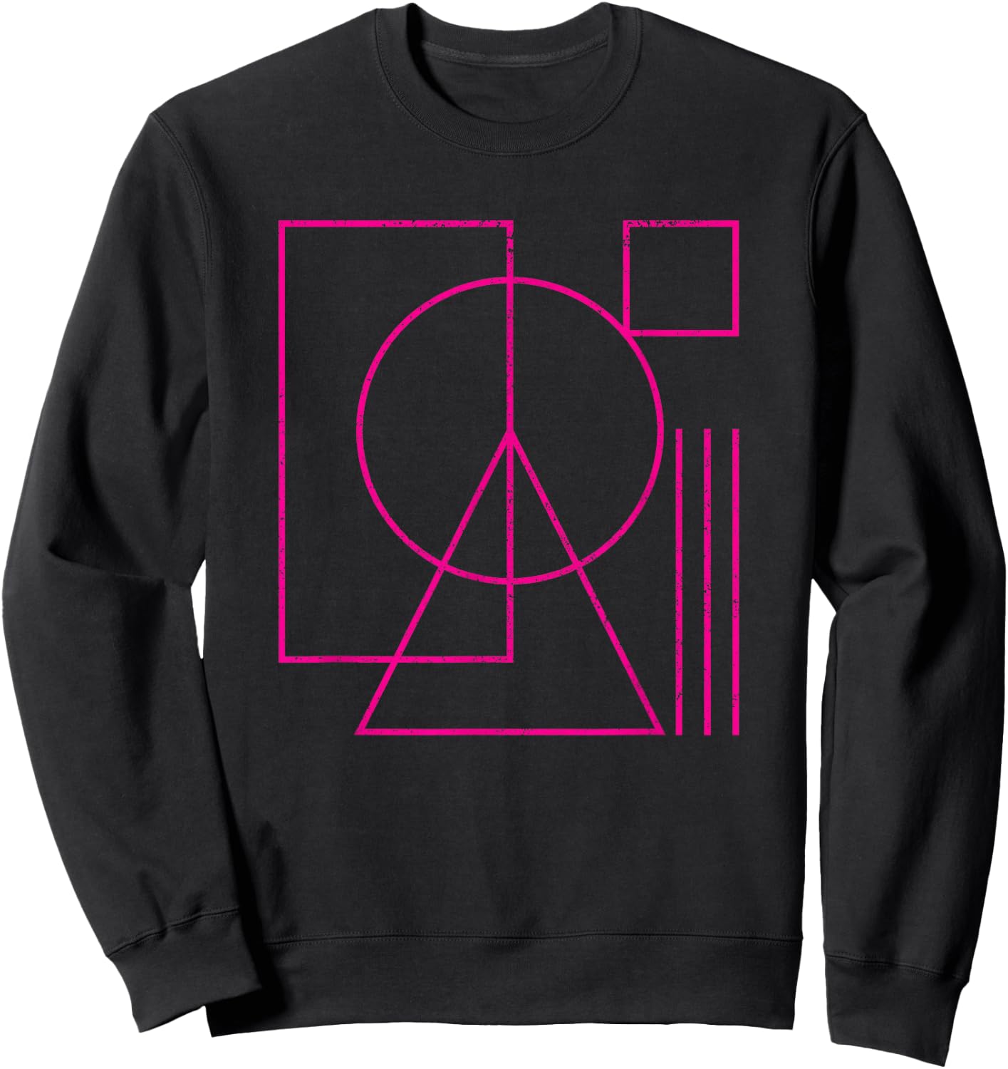 Geometric Rectangle Circle Triangle Square Shape Lines Peace Sweatshirt - Sweatshirt | Black
