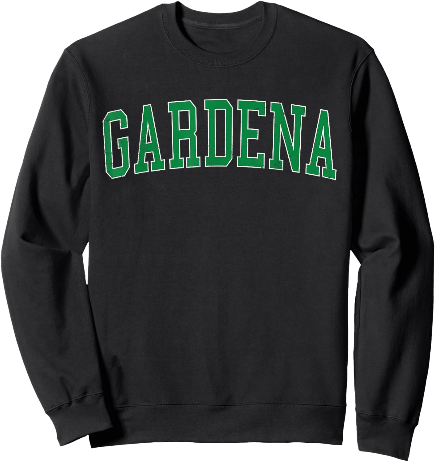 Vintage Gardena CA Distressed Green Varsity Style Sweatshirt - Sweatshirt | Black