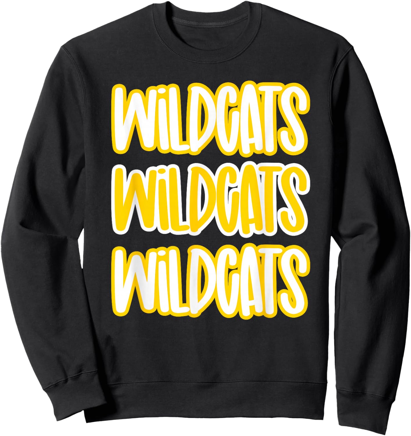 Wildcats Repeating School Spirit Yellow Gold Sweatshirt - Sweatshirt | Black