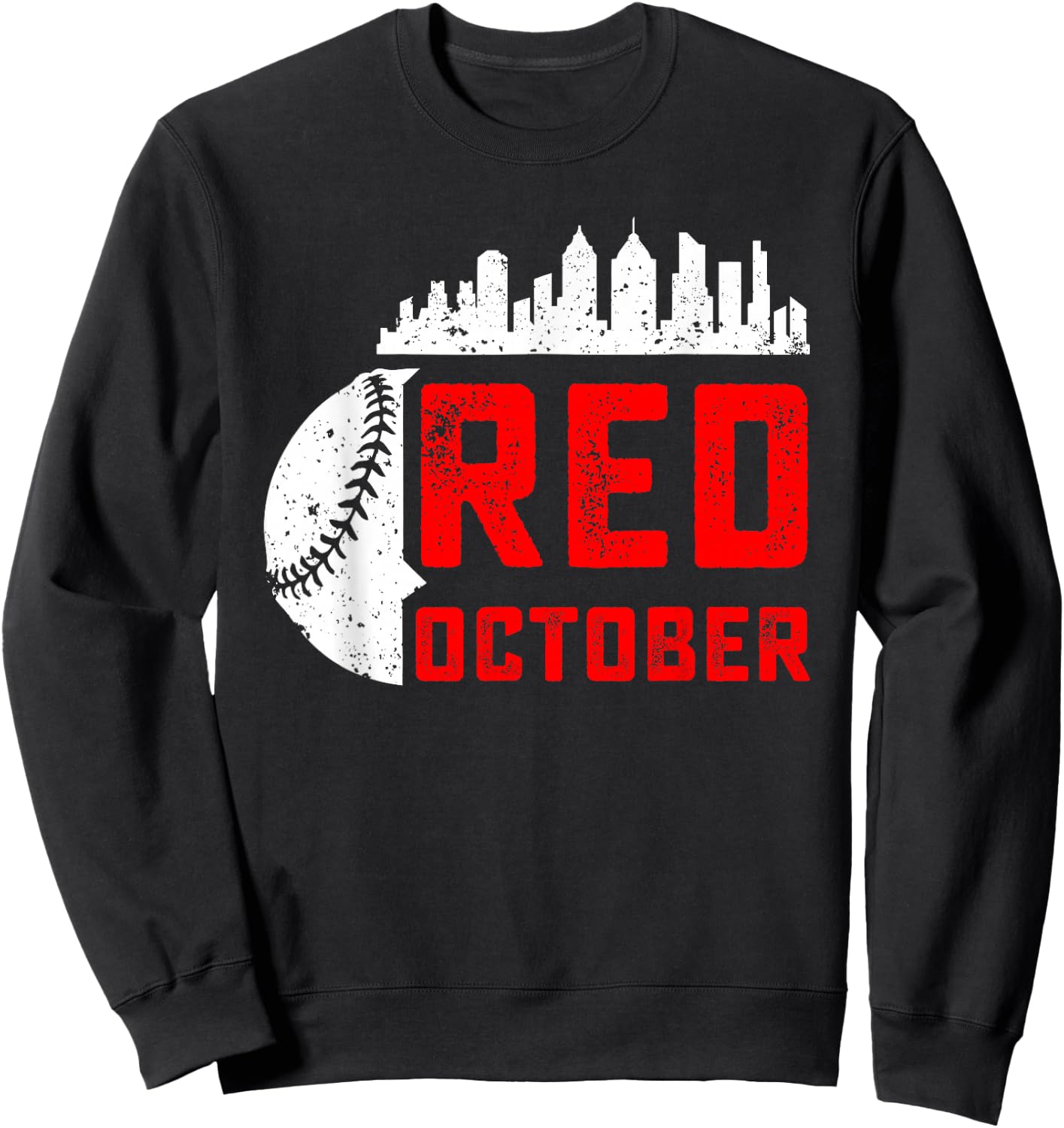 Funny In October We Red Baseball Sweatshirt - Sweatshirt | Black