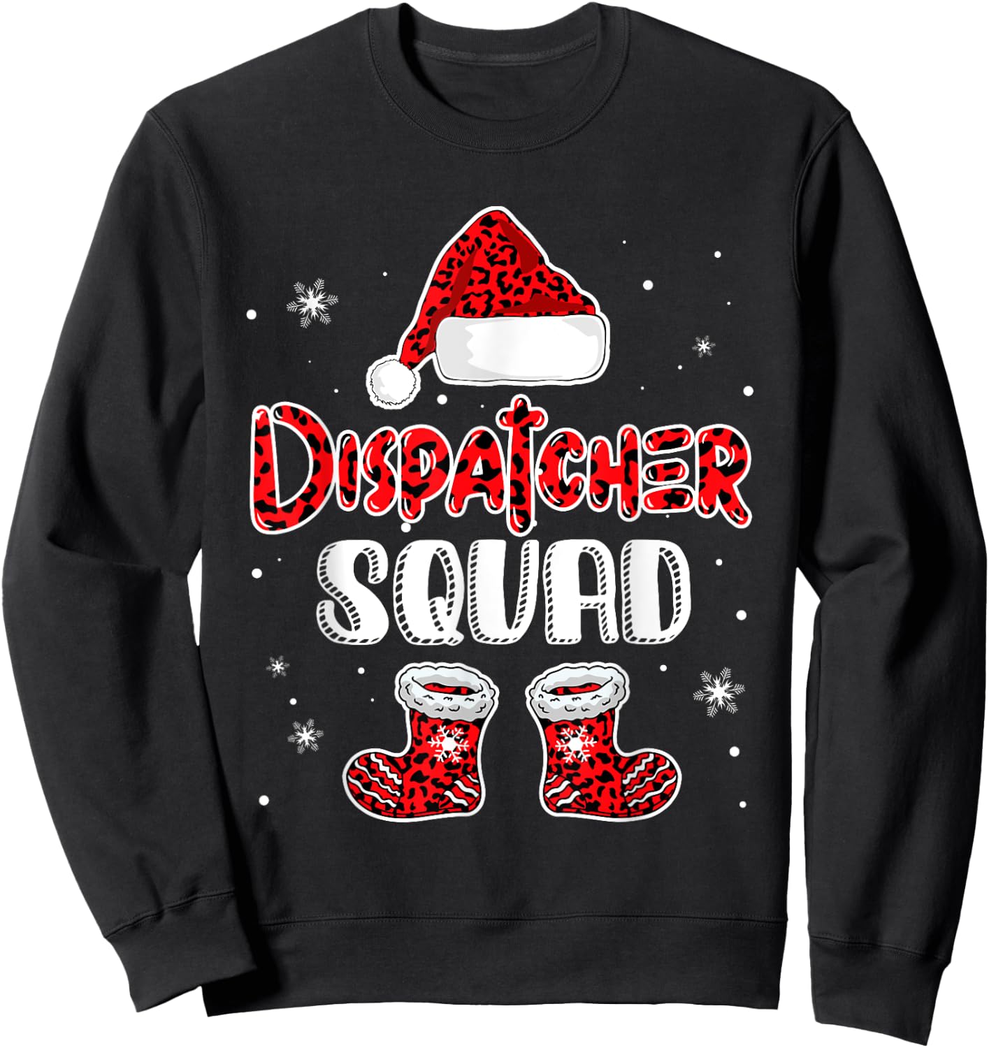 Dispatcher Squad Leopard Santa's Hat Christmas Dispatcher Sweatshirt - Sweatshirt | Black