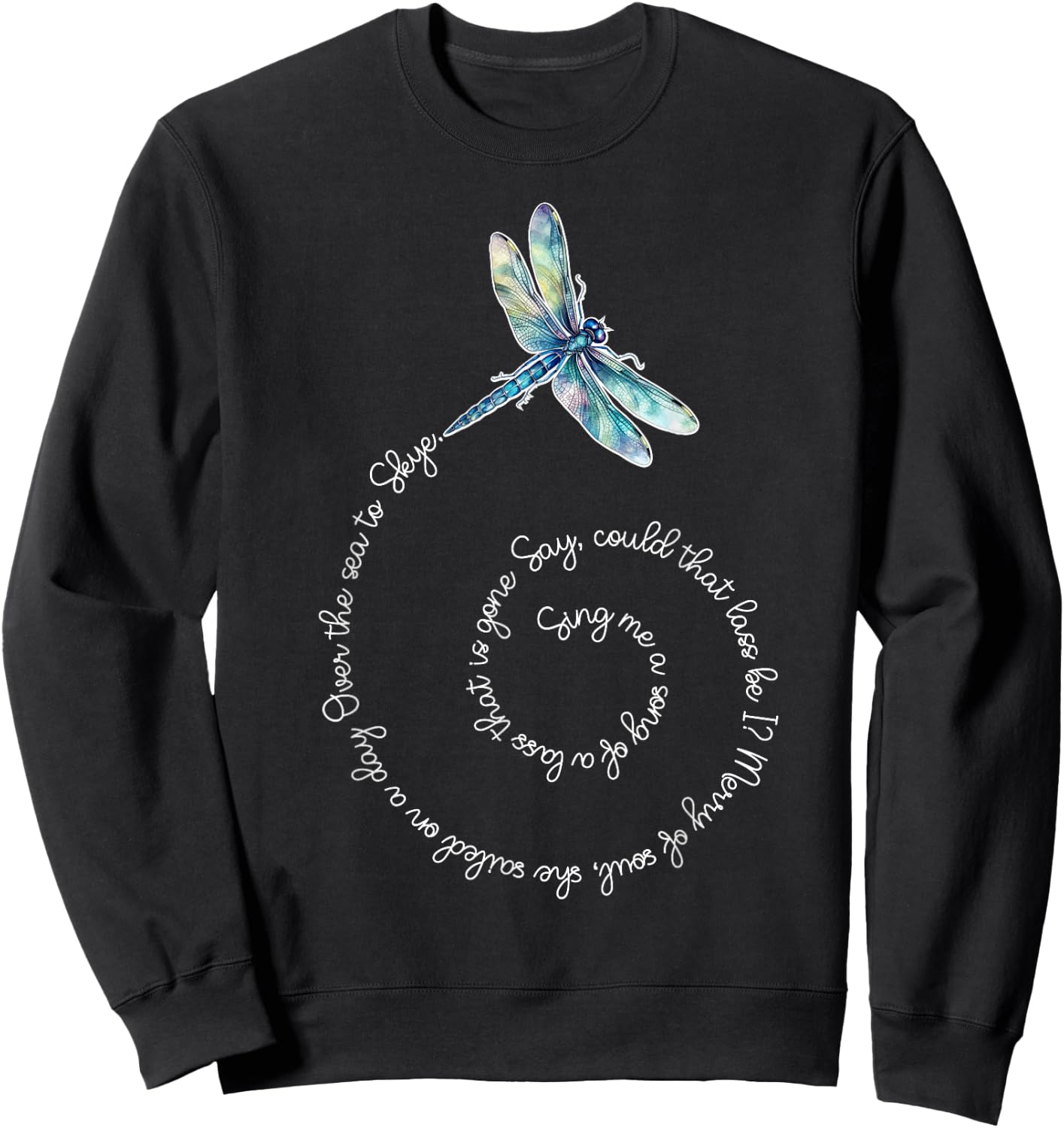 Savvy Designs Stl Skye Boat Song Watercolor Dragonfly Sweatshirt - Sweatshirt | Black
