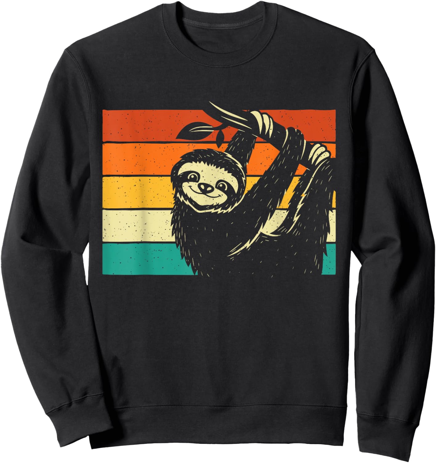Retro Vintage Hanging Sloth - Nature Animal Lover Zookeeper Sweatshirt - Sweatshirt | Black