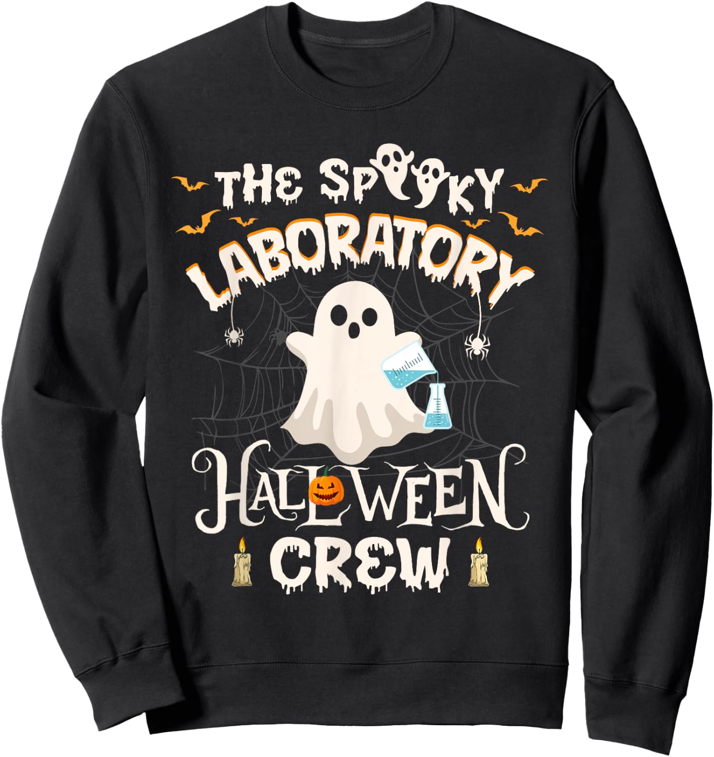 Funny Ghost The Spooky Laboratory Halloween Crew Lab Tech Sweatshirt - Sweatshirt | Black