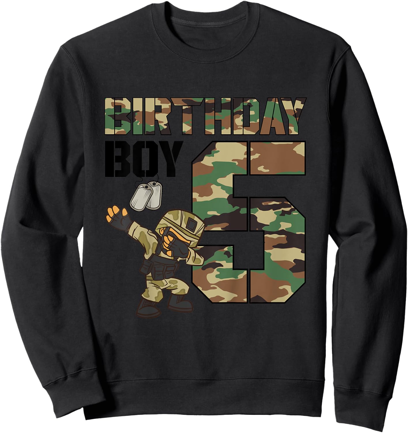 Kids 5 Year Old Boy Military Army 5th Birthday Boy Matching Sweatshirt - Sweatshirt | Black