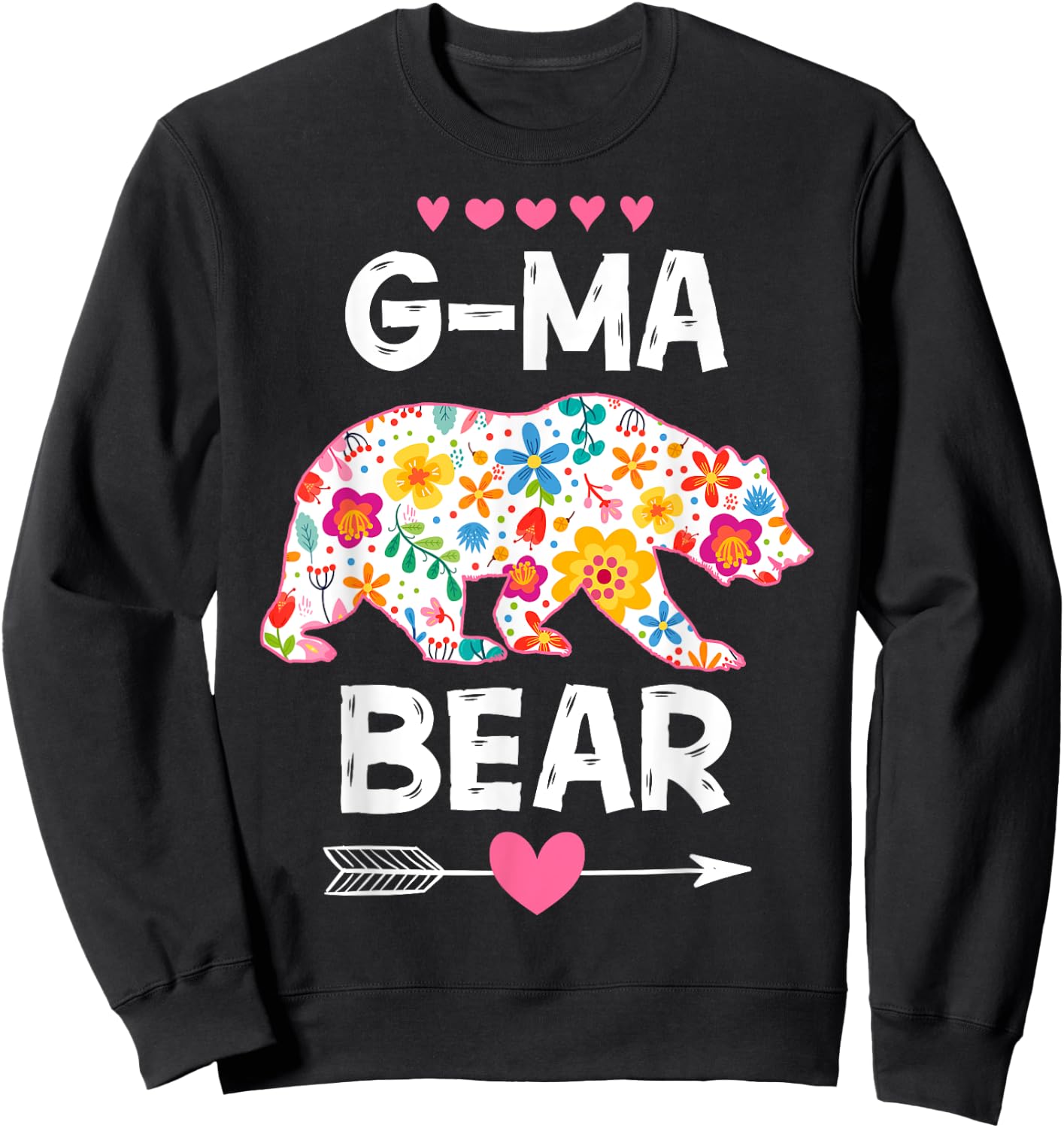 G-Ma Bear Cute Floral Mother's Day Family Matching Party Sweatshirt - Sweatshirt | Black