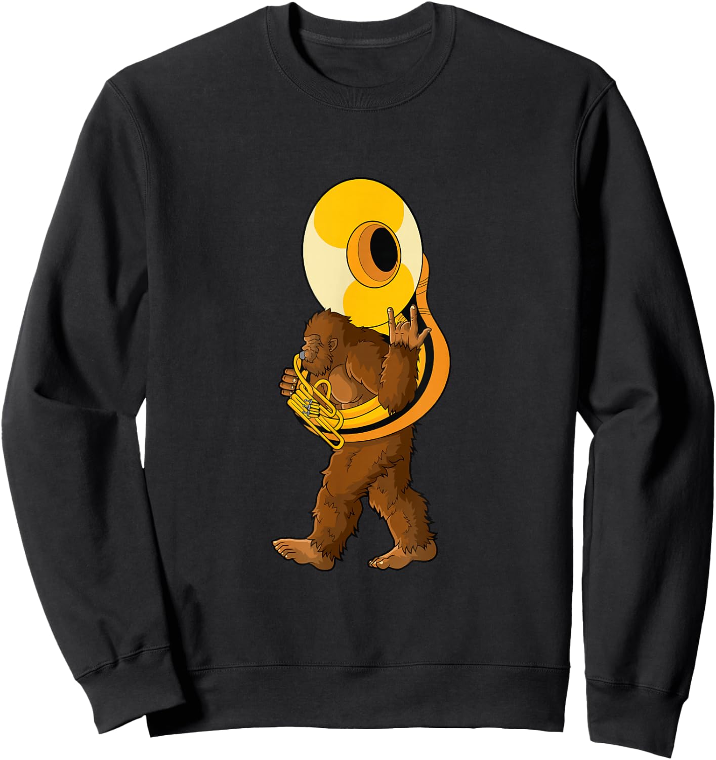 Marching band gifts for musicians Bigfoot Playing Sousaphone Instrument Tuba Sweatshirt - Sweatshirt | Black