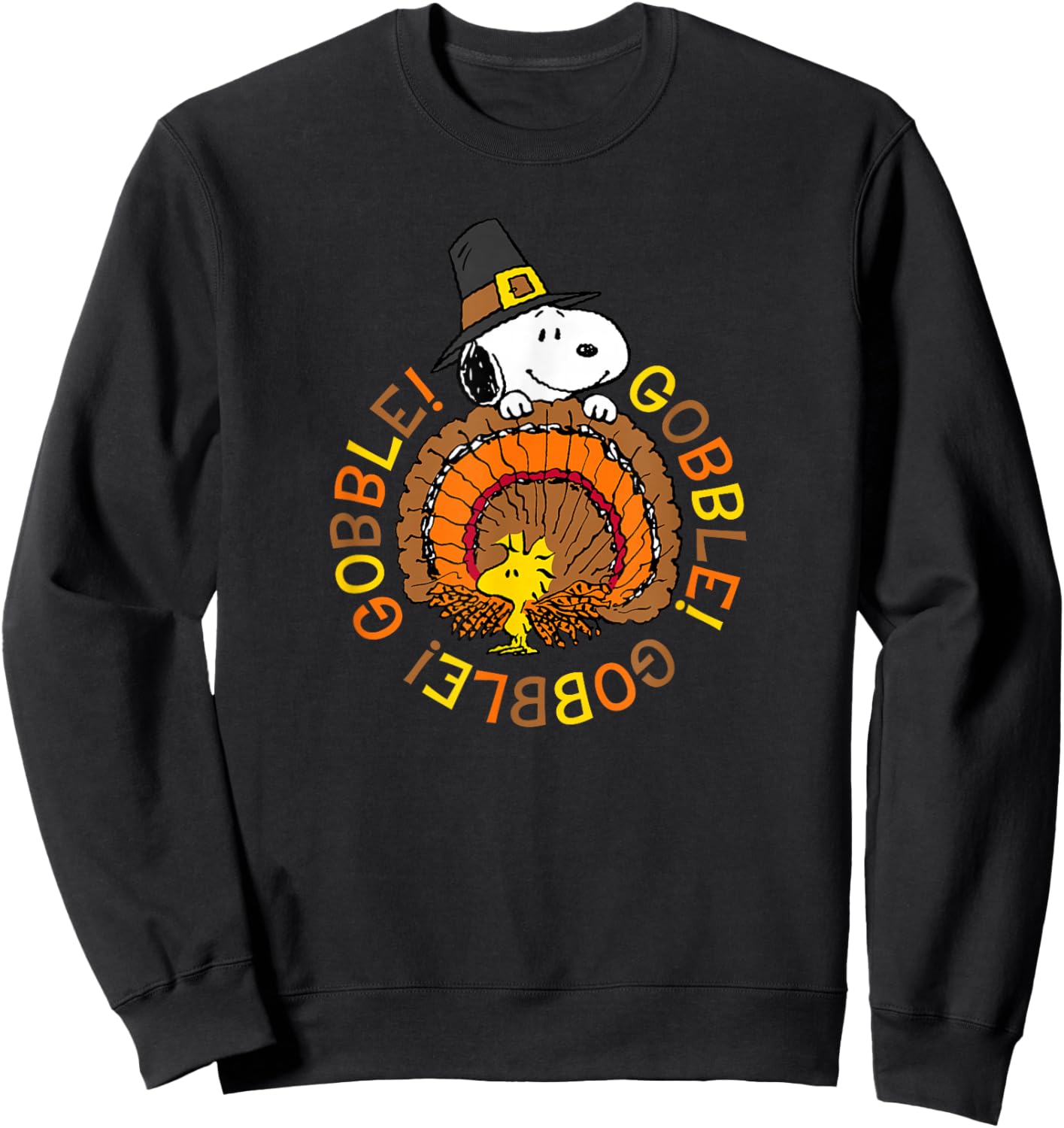 Peanuts Snoopy and Woodstock Thanksgiving Gobble Sweatshirt - Sweatshirt | Black