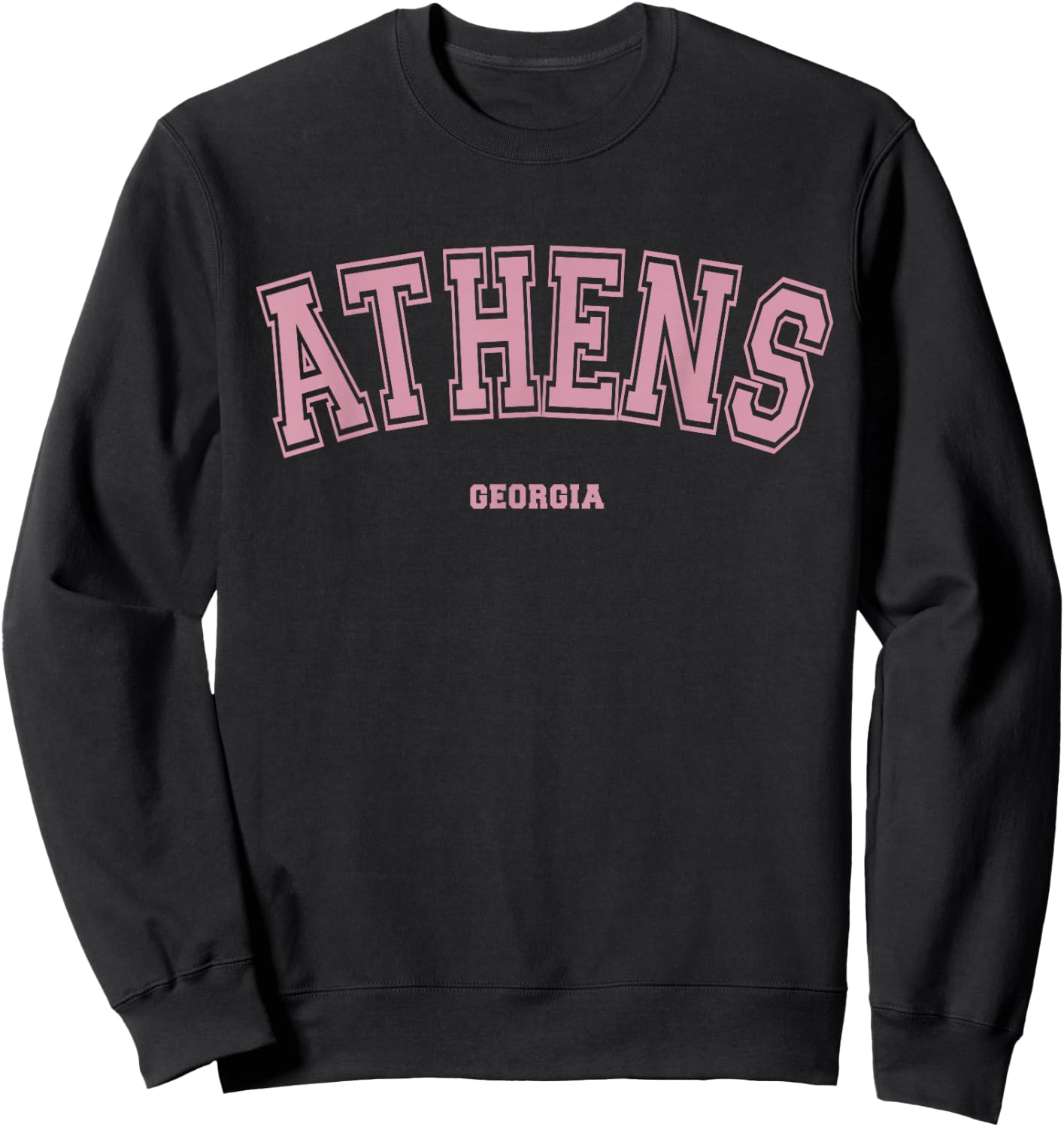 Pink Athens Georgia GA Varsity Style on Athens Sweatshirt - Sweatshirt | Black