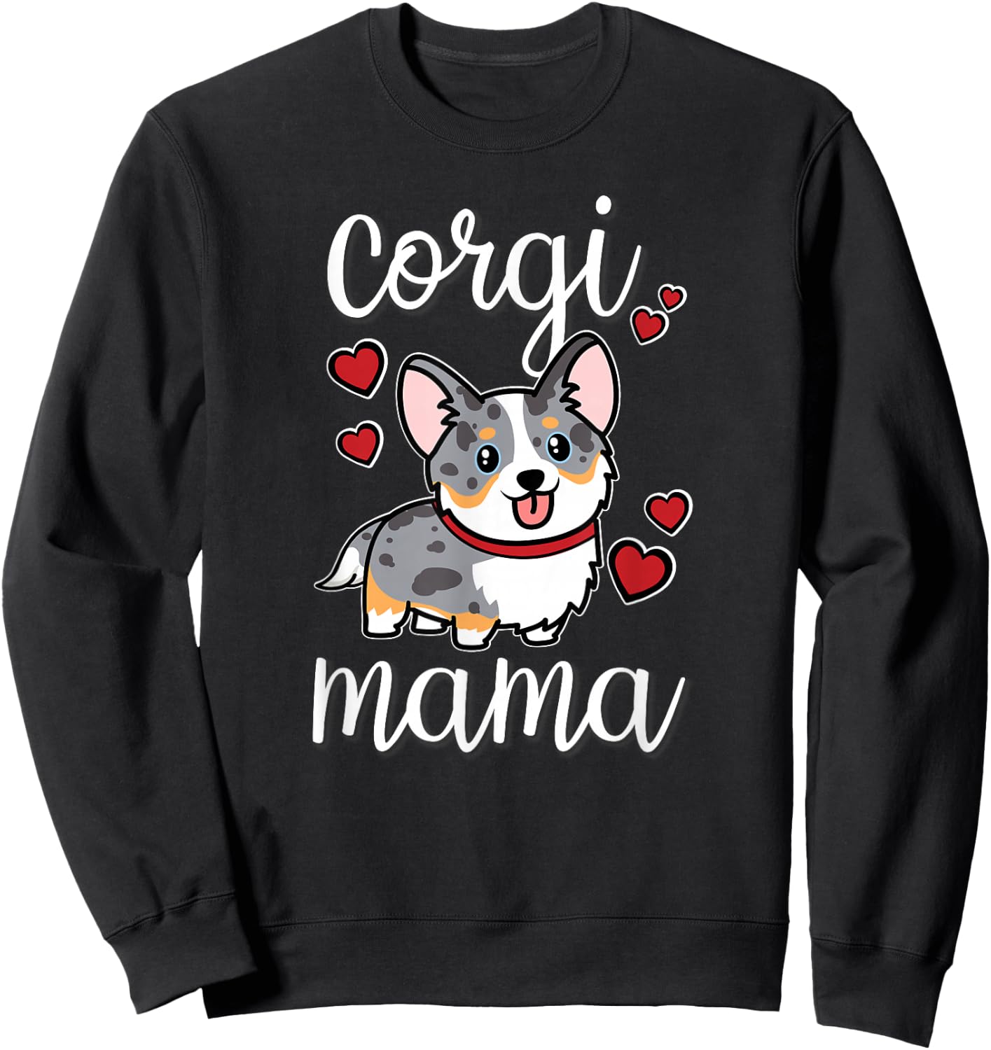 Funny Kawaii Mama Mom Cardigan Blue Merle Corgi Lover Sweatshirt - Sweatshirt | Black