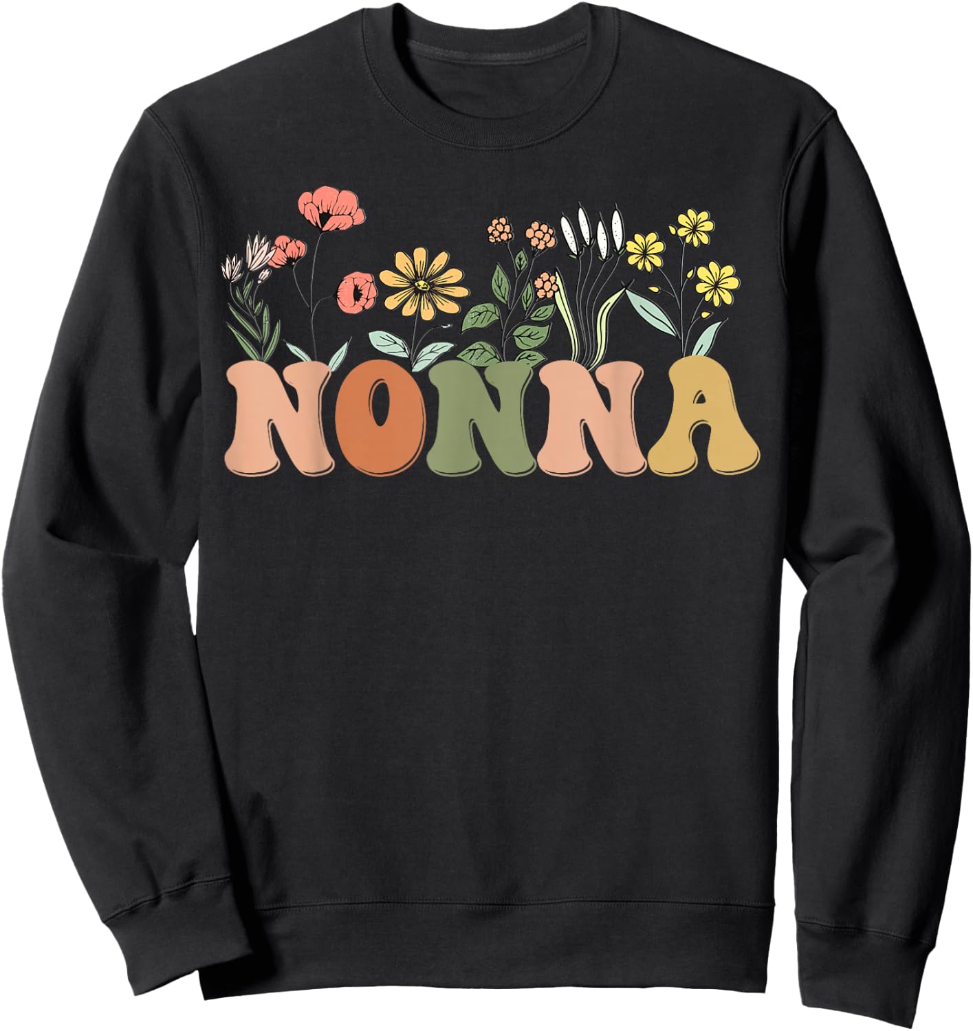 Wildflowers Nonna Floral Mother's Day Nonna Sweatshirt - Sweatshirt | Black