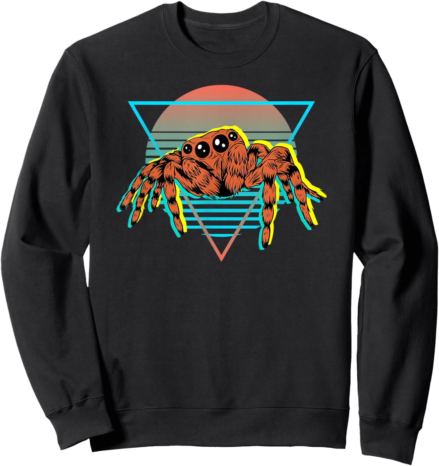 Retro Vintage 70s 80s Style Vaporwave Pet Jumping Spider Sweatshirt - Sweatshirt | Black