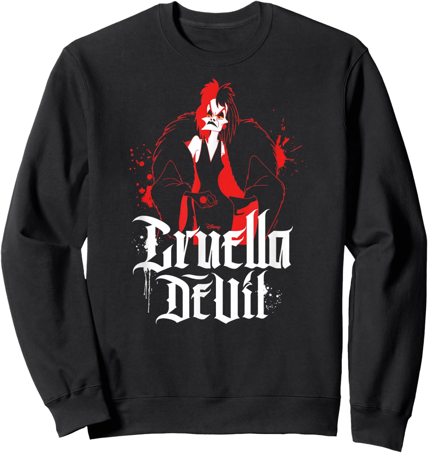 Disney Villains - Cruella De Vil Character Splatter Sweatshirt - Sweatshirt | Black