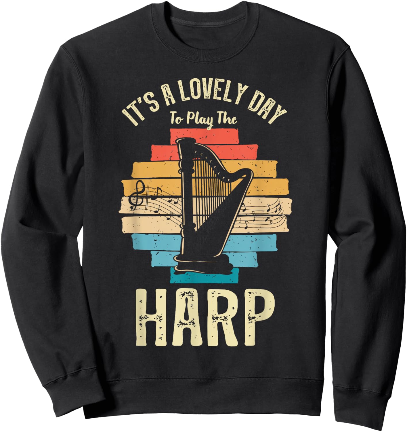 Harp Player Harpist Retro Vintage Musician Music Lover Sweatshirt - Sweatshirt | Black