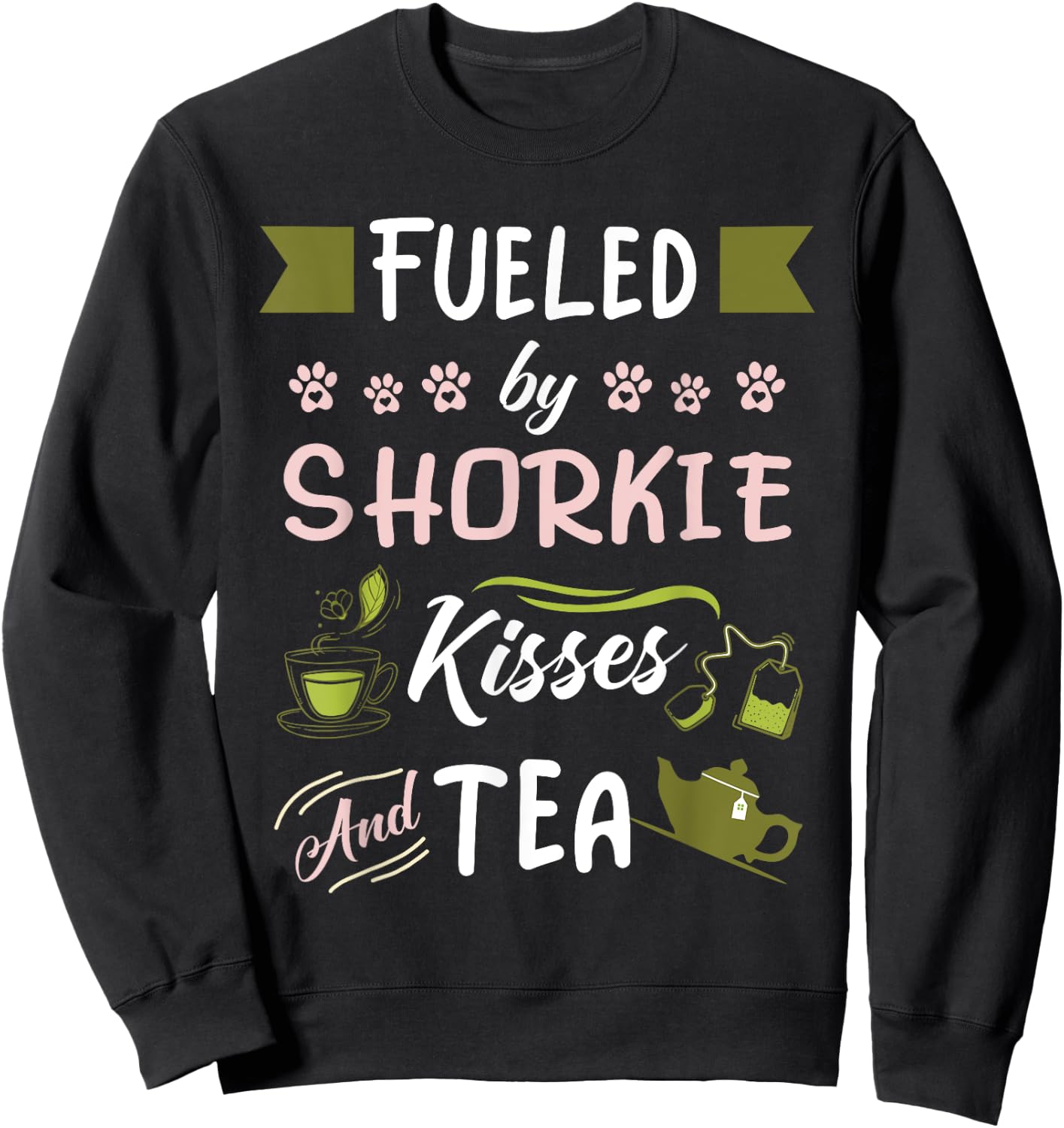 Shorkie Mom Tea Lover Dog Pet Owner Sweatshirt - Sweatshirt | Black