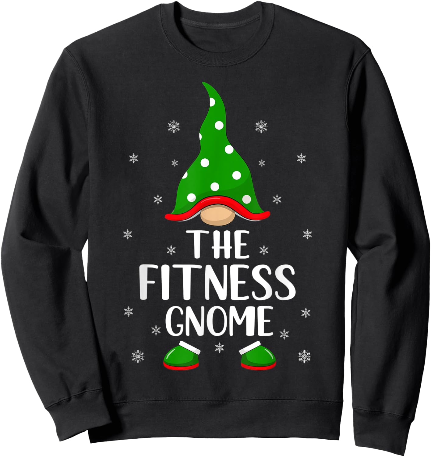 Matching Family Group The Fitness Gnome Christmas Sweatshirt - Sweatshirt | Black