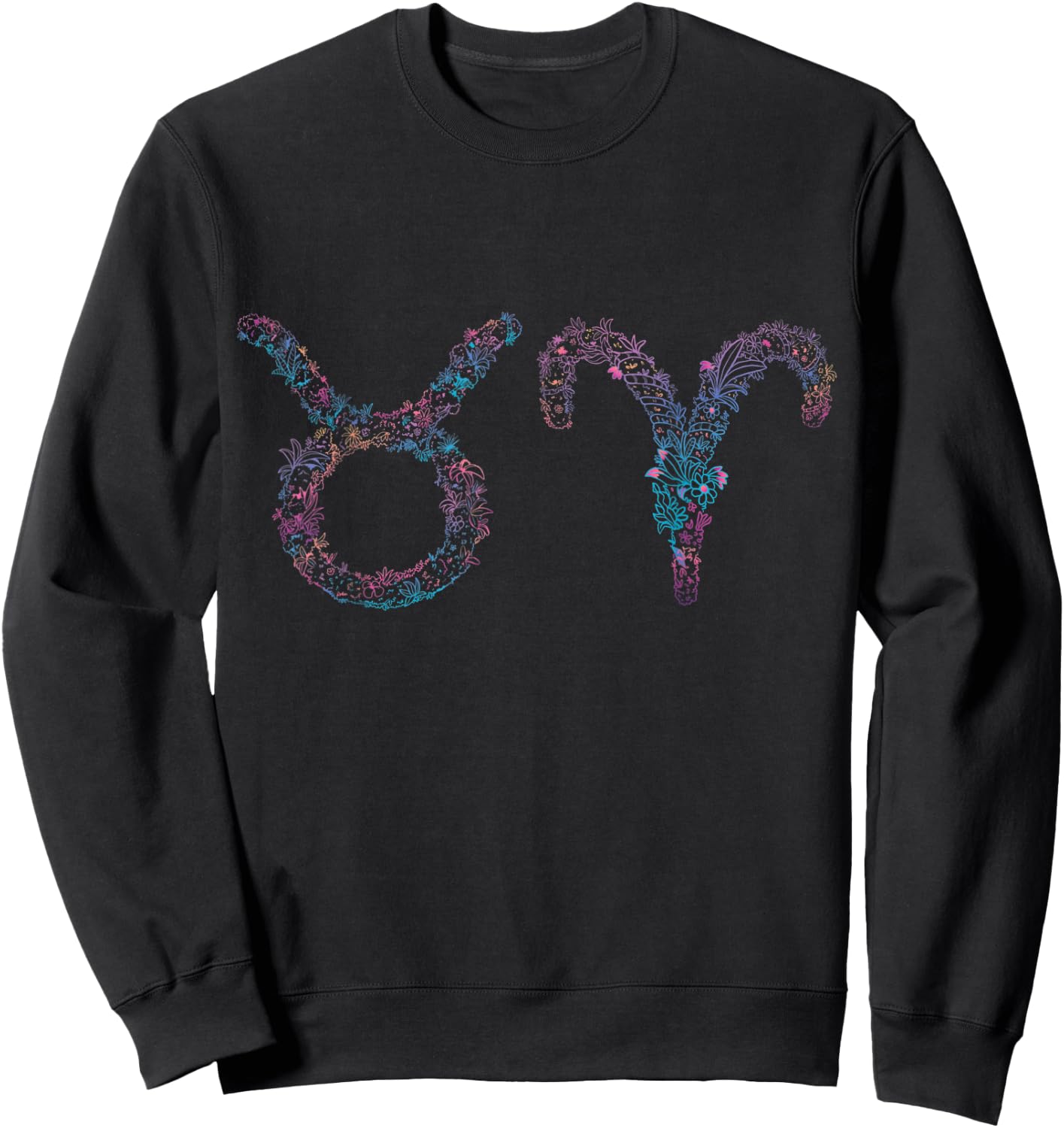 Astrology Love Horoscope Signs Taurus and Aries Couple Sweatshirt - Sweatshirt | Black