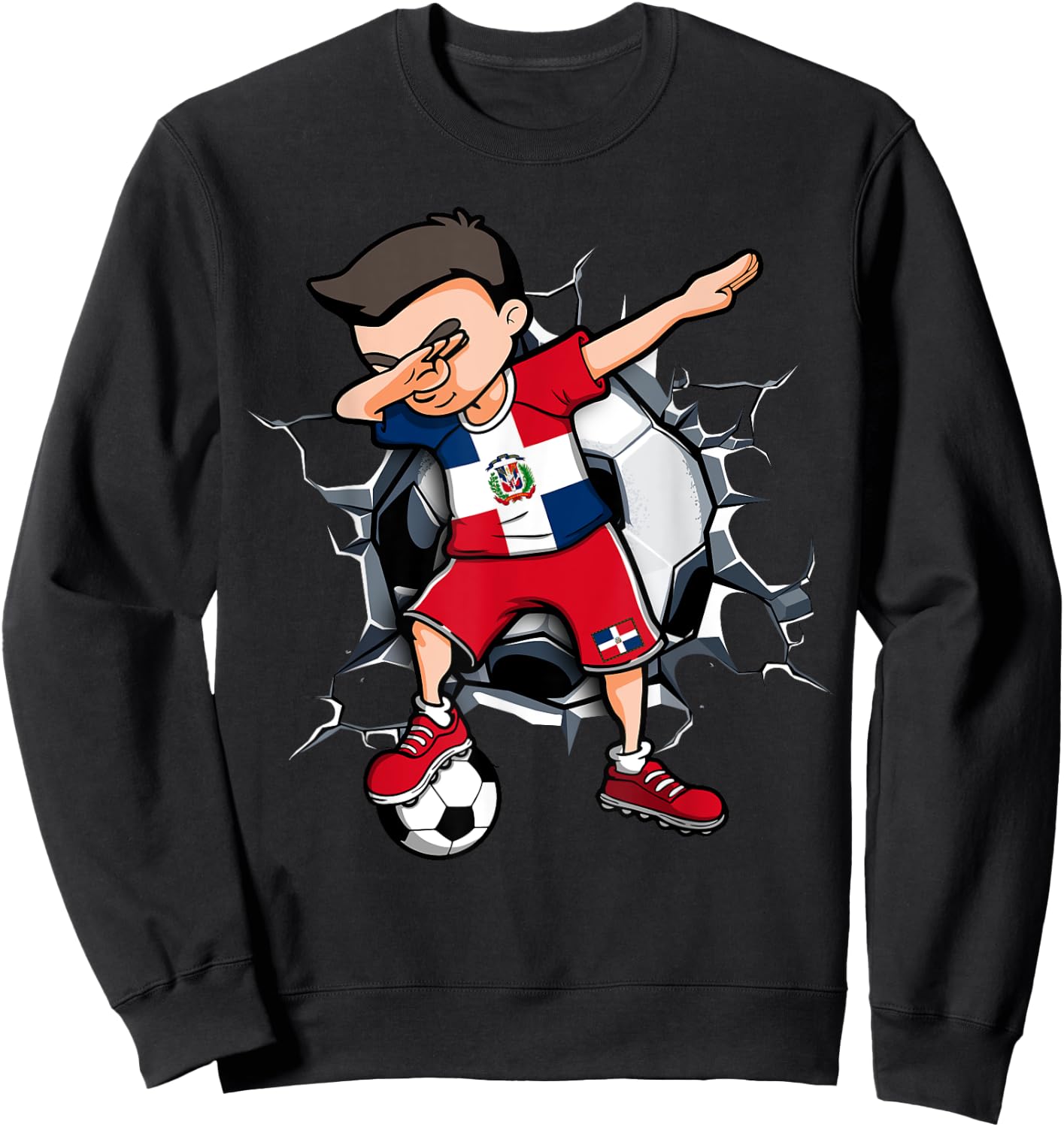 Dabbing Soccer Boy Dominican Republic Football Fans Jersey Sweatshirt - Sweatshirt | Black