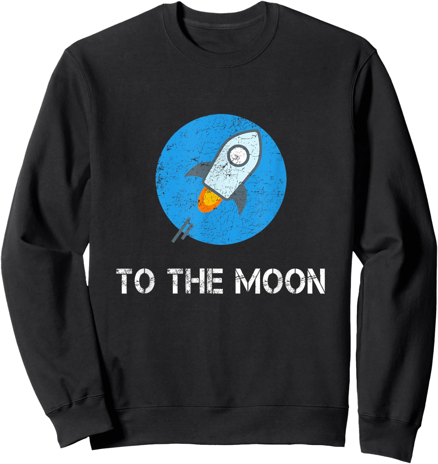 Stellar to the Moon Blue Vintage Distressed Crypto Trader Sweatshirt - Sweatshirt | Black