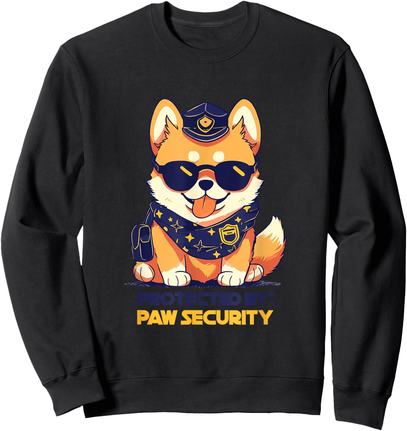 Cute Pomeranian Dog Protected By Paw Security Sunglasses Men Women Kids Sweatshirt - Sweatshirt | Black