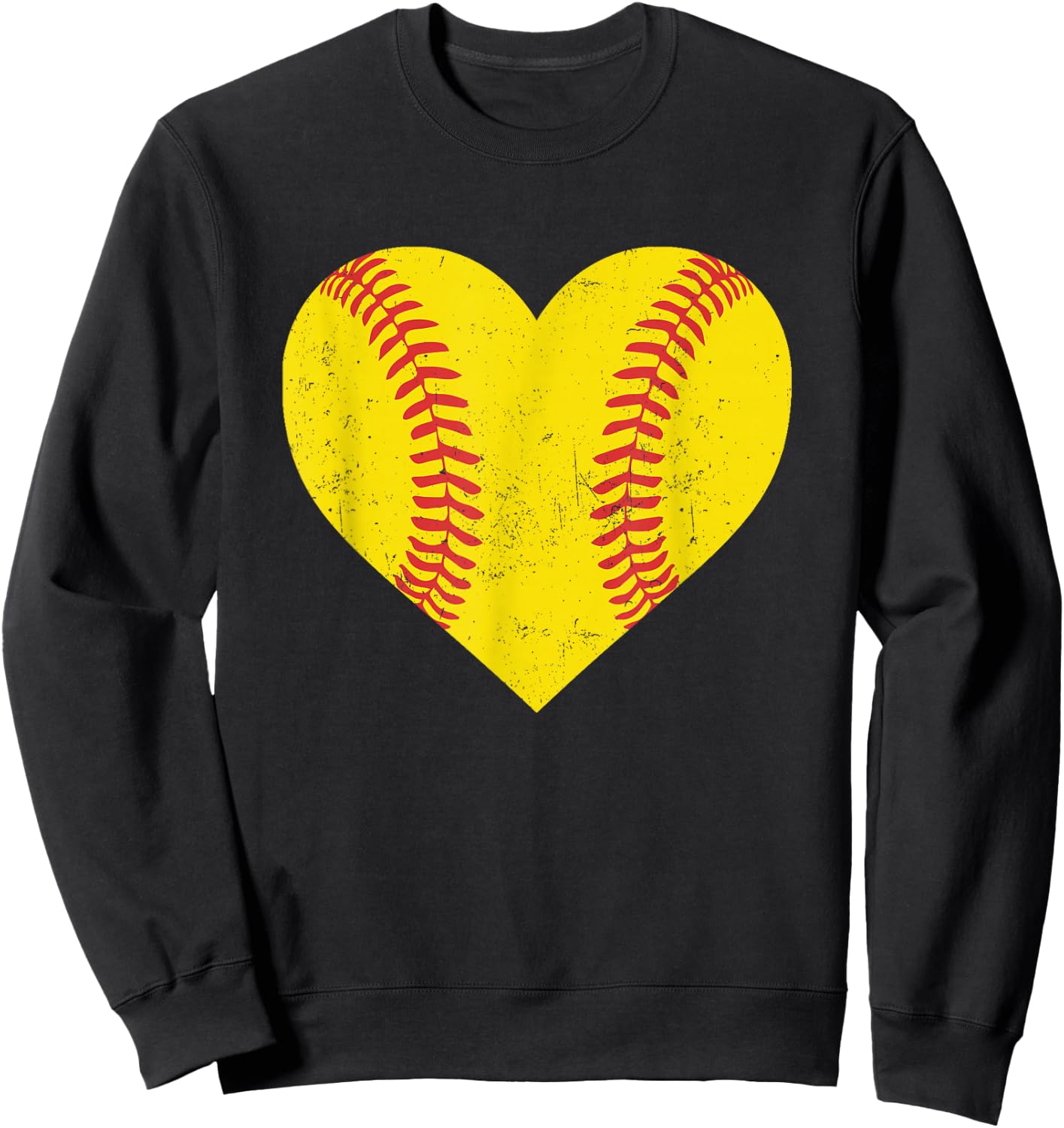 Softball Heart for Girls Women Funny Softball Sweatshirt - Sweatshirt | Black