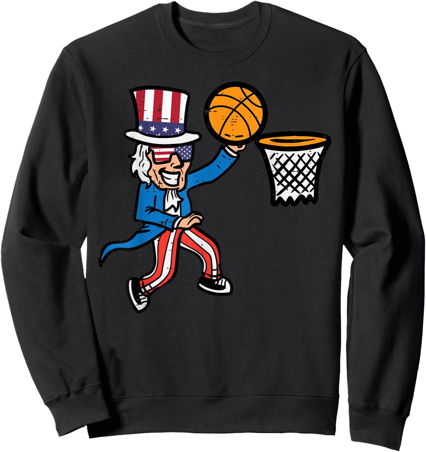 4th Of July Basketball Uncle Sam America Men Boys Kids Teens Sweatshirt - Sweatshirt | Black