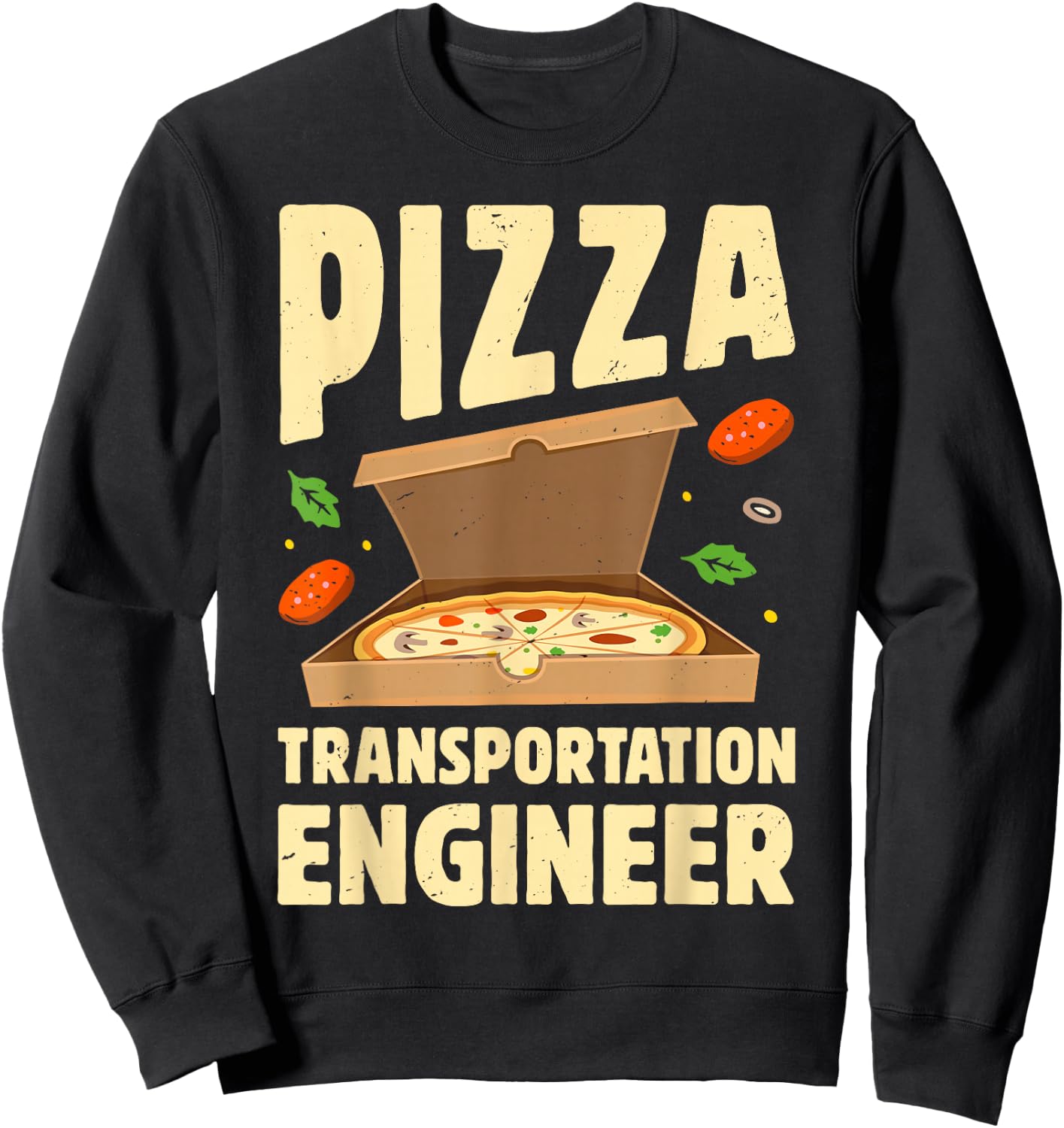 Pizza Transportation Engineer Funny Food Delivery Guy Retro Sweatshirt - Sweatshirt | Black