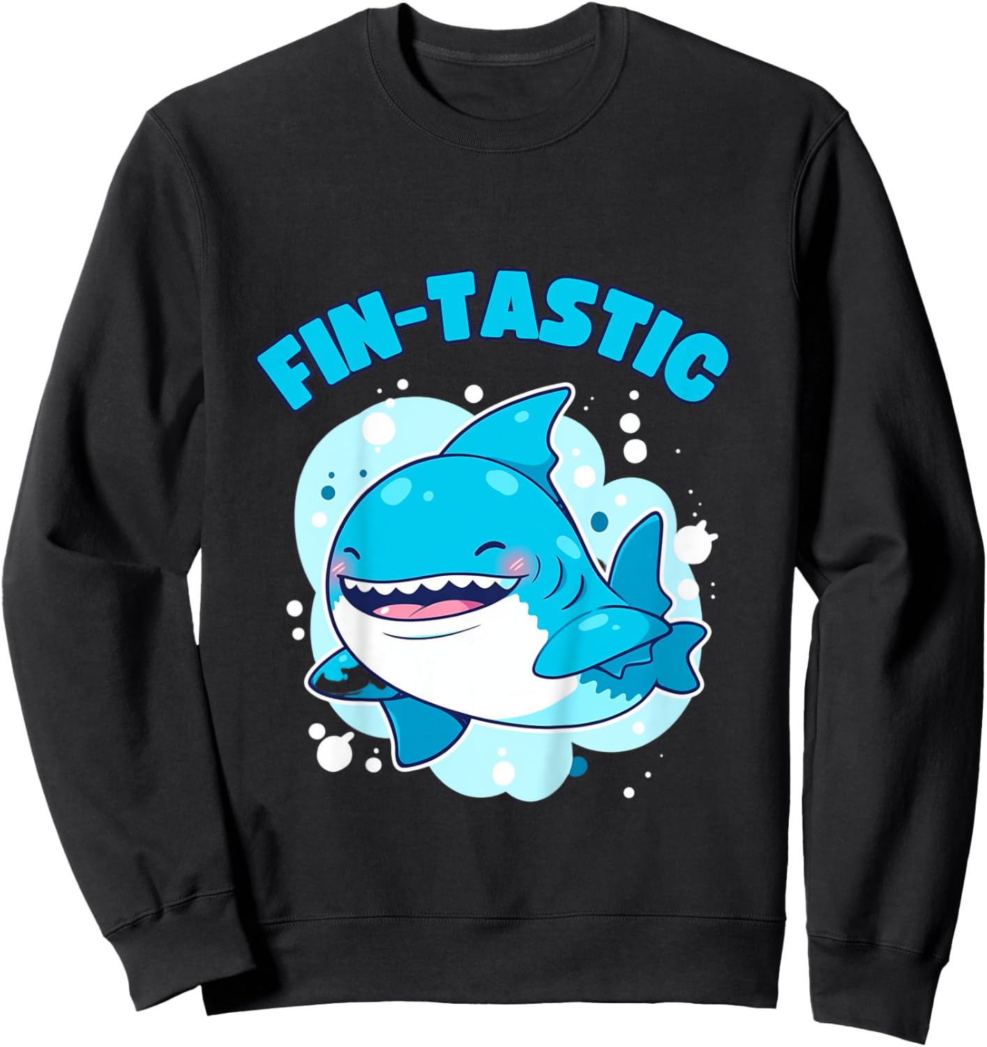 Fin-Tastic Cute Shark Funny Toddler Ocean Theme Sea Sweatshirt - Sweatshirt | Black